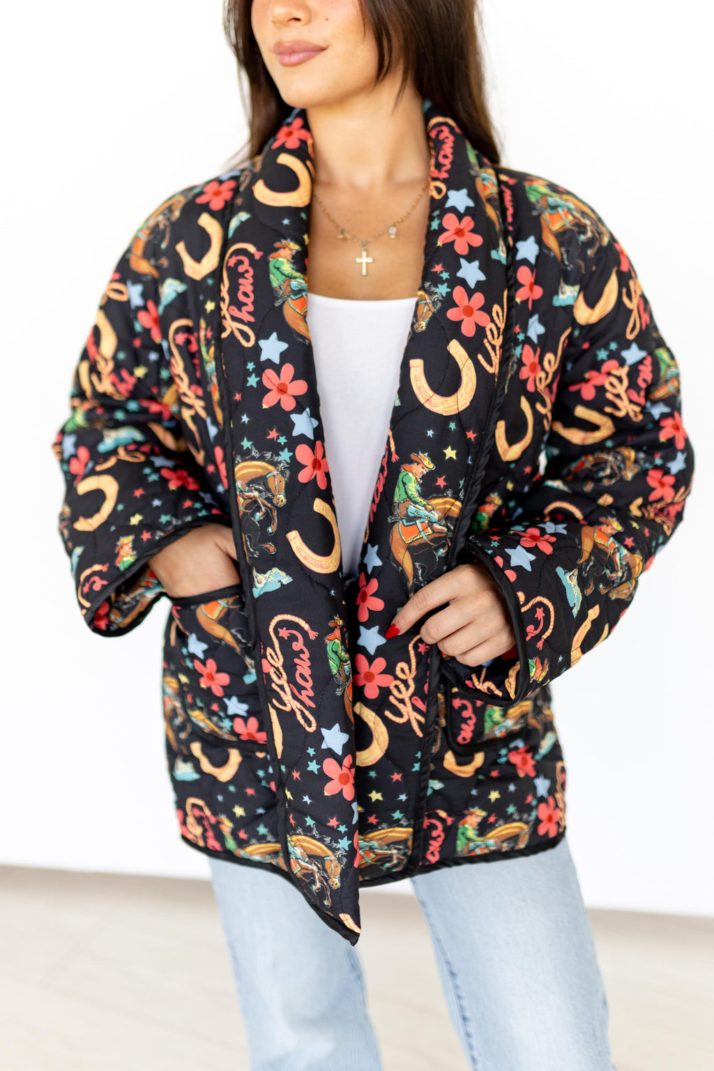 BLACK YEEHAW QUITTED JACKET