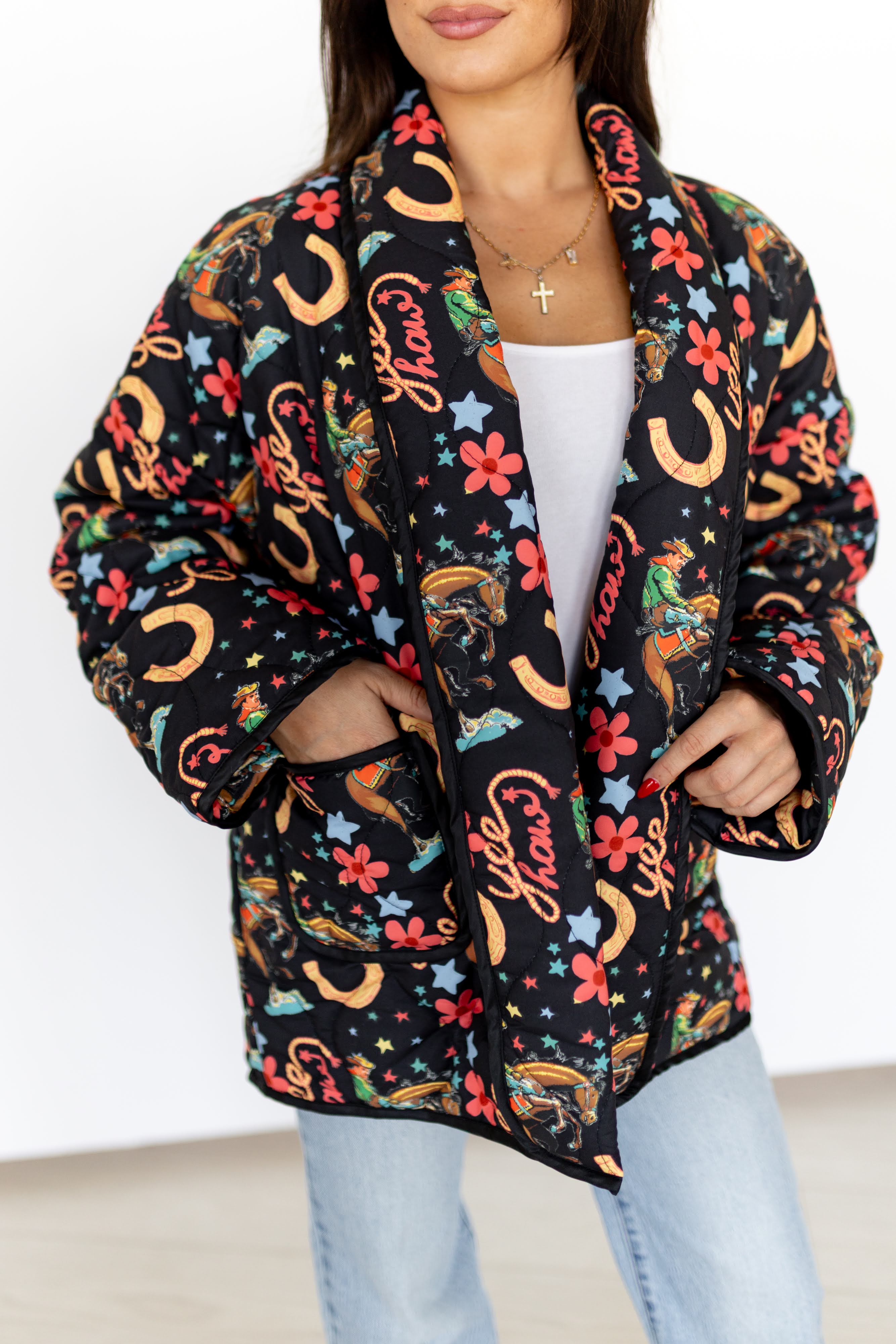 BLACK YEEHAW QUITTED JACKET