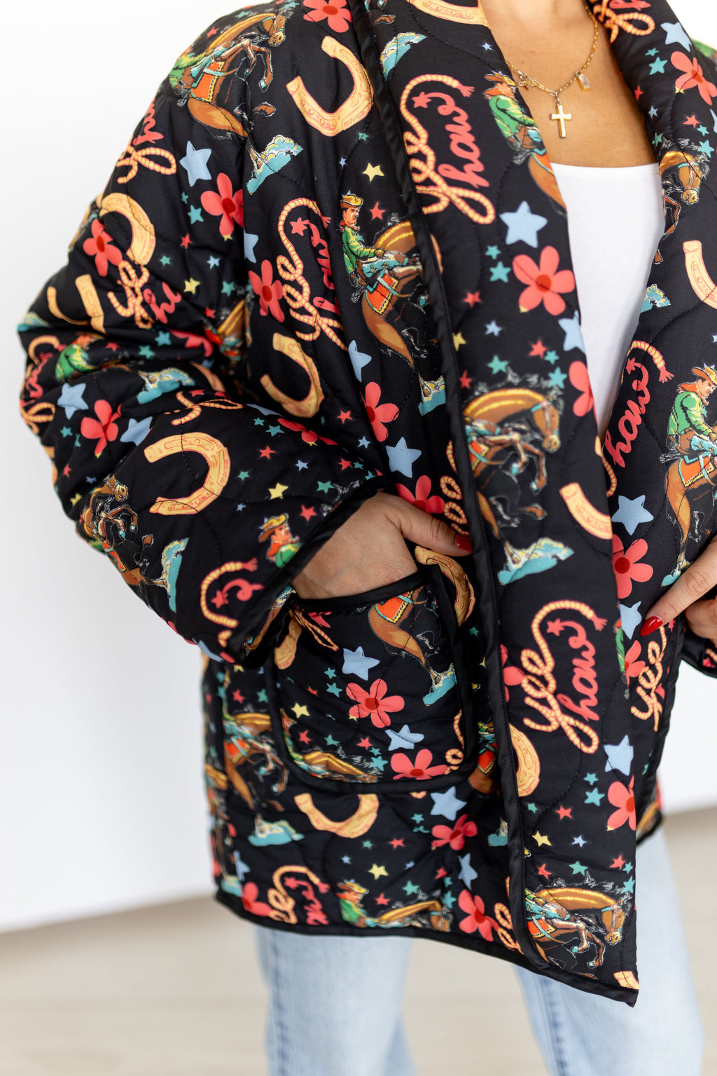 BLACK YEEHAW QUITTED JACKET