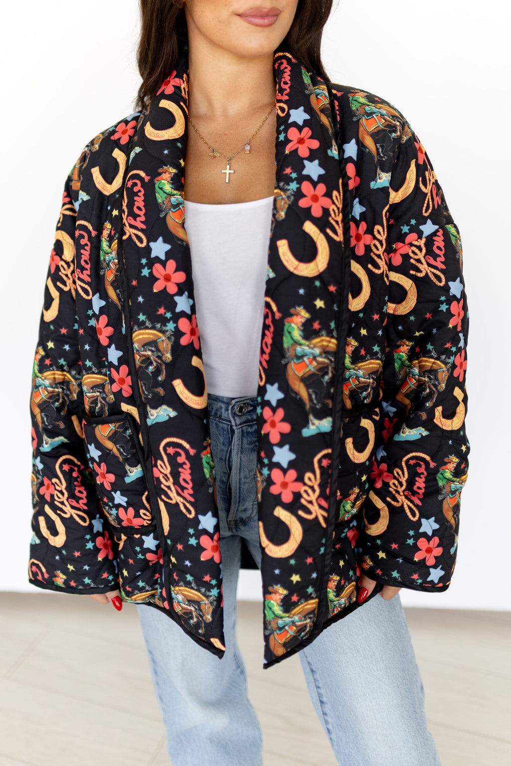 BLACK YEEHAW QUITTED JACKET