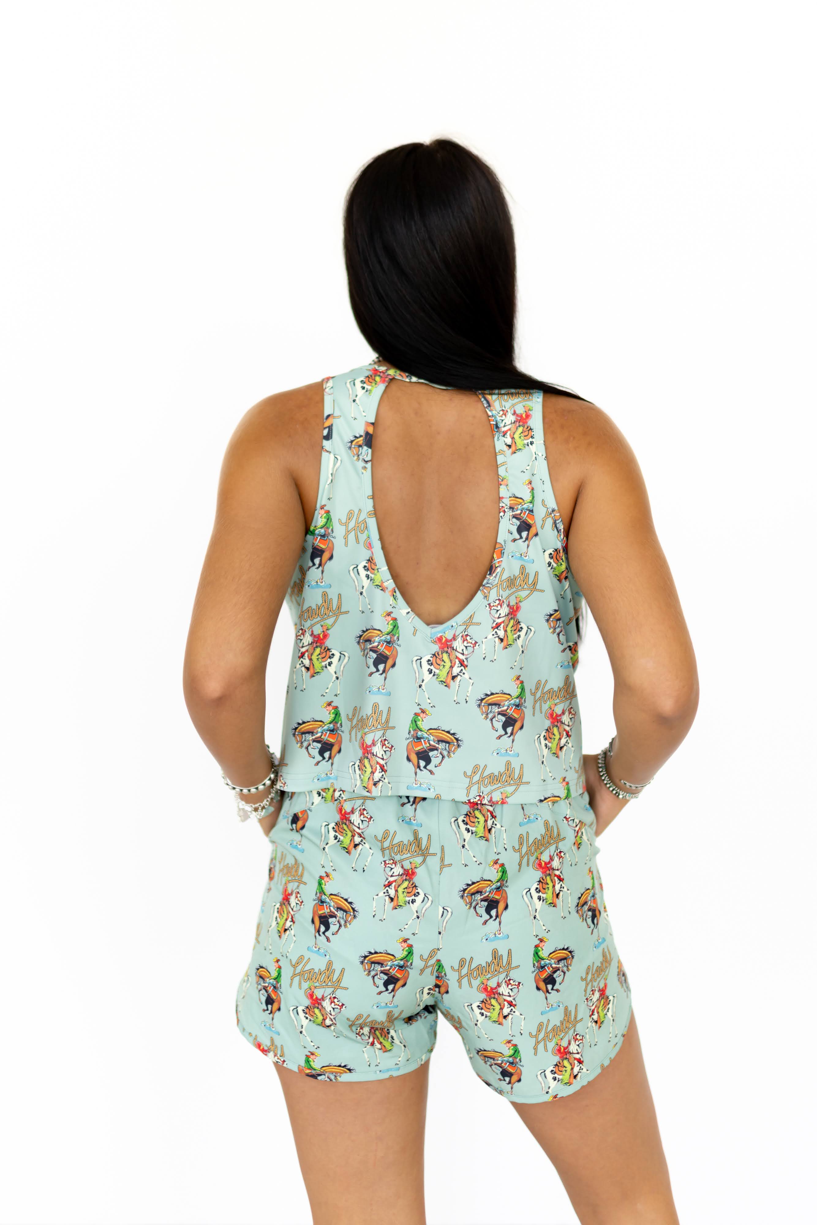 Teal Howdy Active Shorts