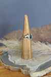 22426 SILVER RING W/ TURQ HORSESHOE DETAIL