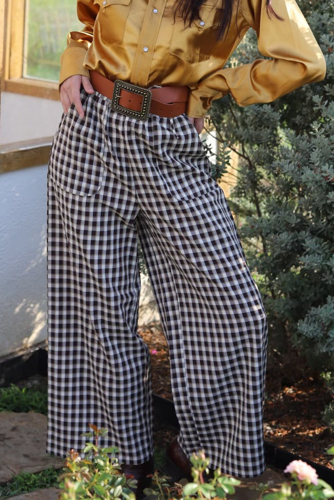 BLACK GINGHAM PANT