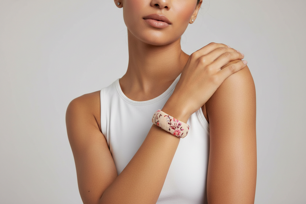 IVORY FABRIC BANGLE BRACLET
