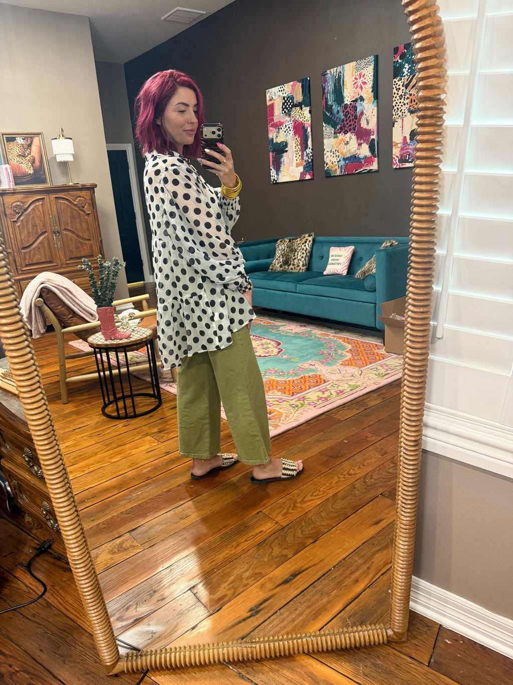 Ivory Polka Dot Sheer Blouse