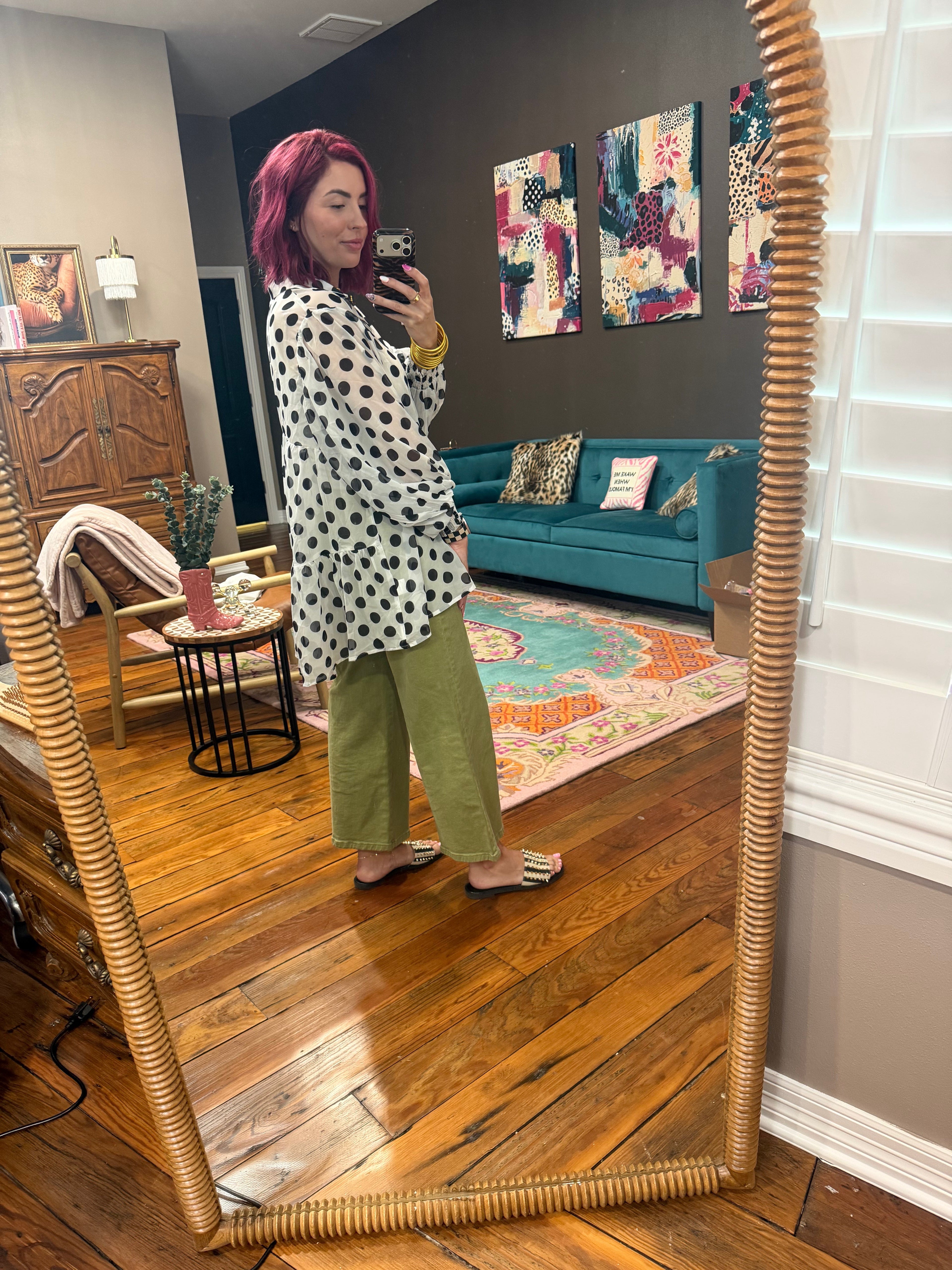 Ivory Polka Dot Sheer Blouse