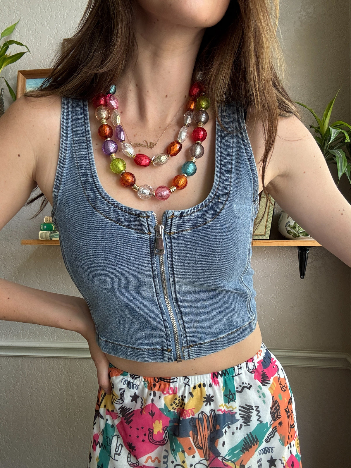 12549 Multicolor Iridescent Beaded Necklace