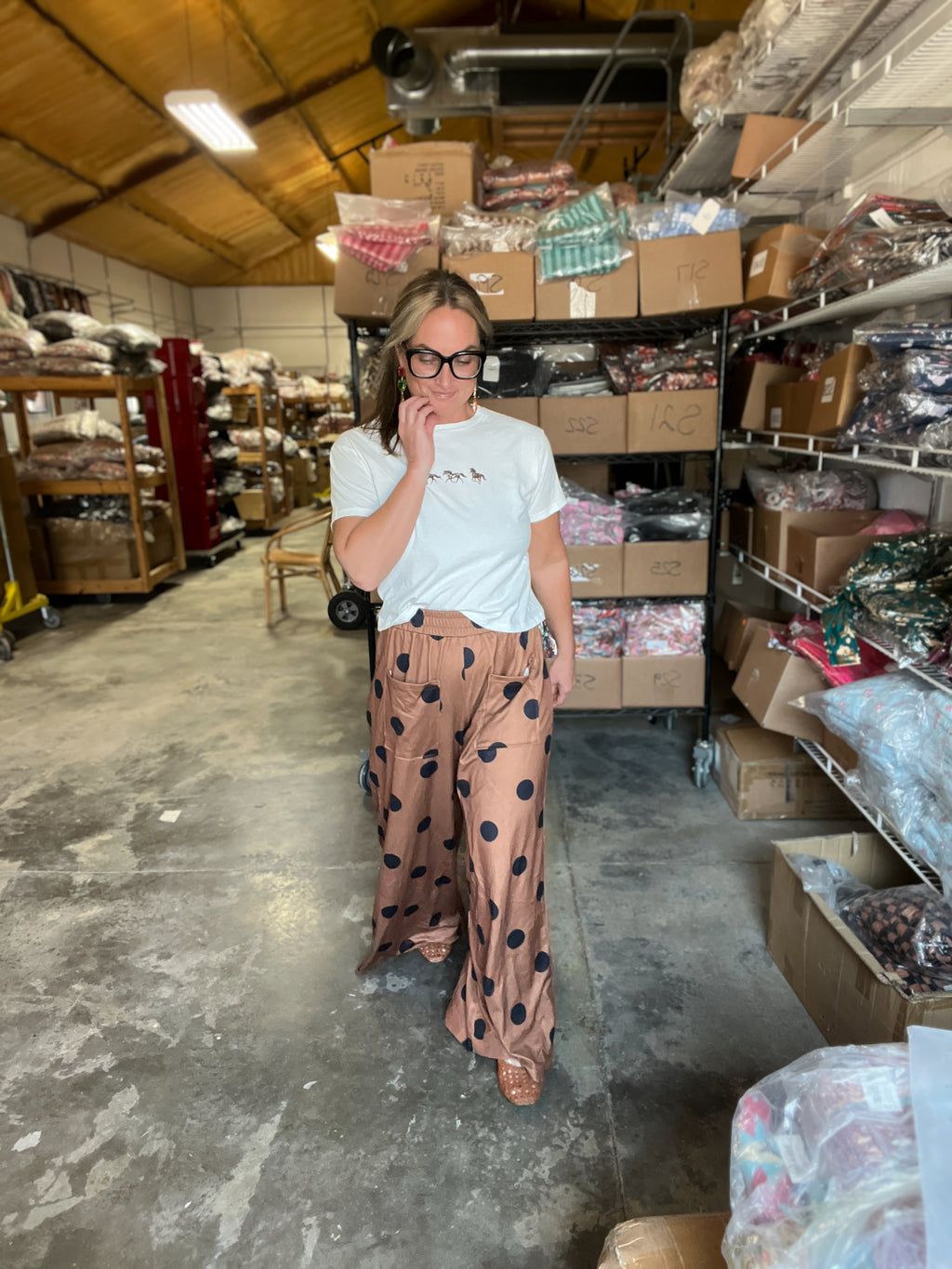 Polka Dot Wide Leg Pants