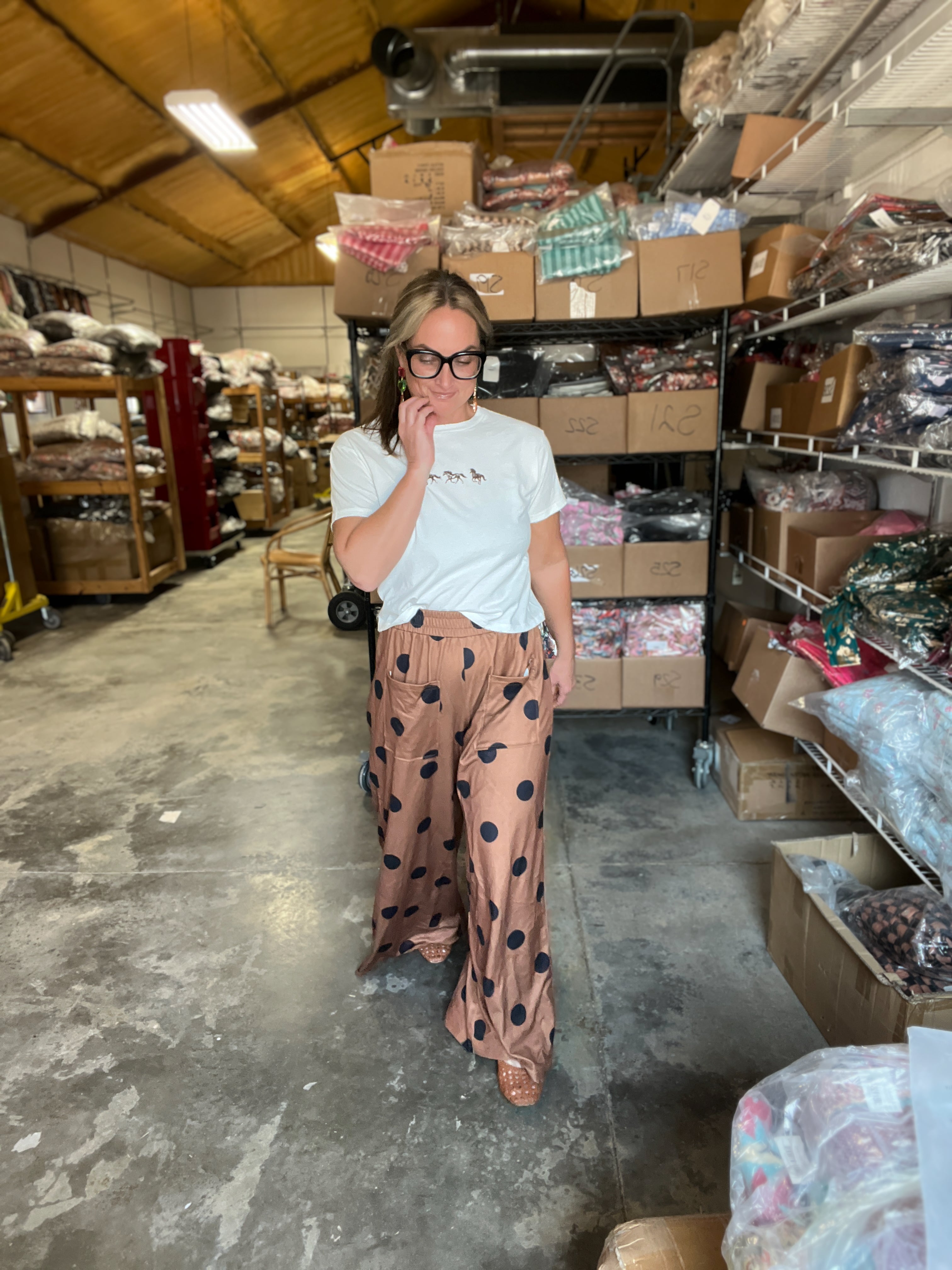 Polka Dot Wide Leg Pants