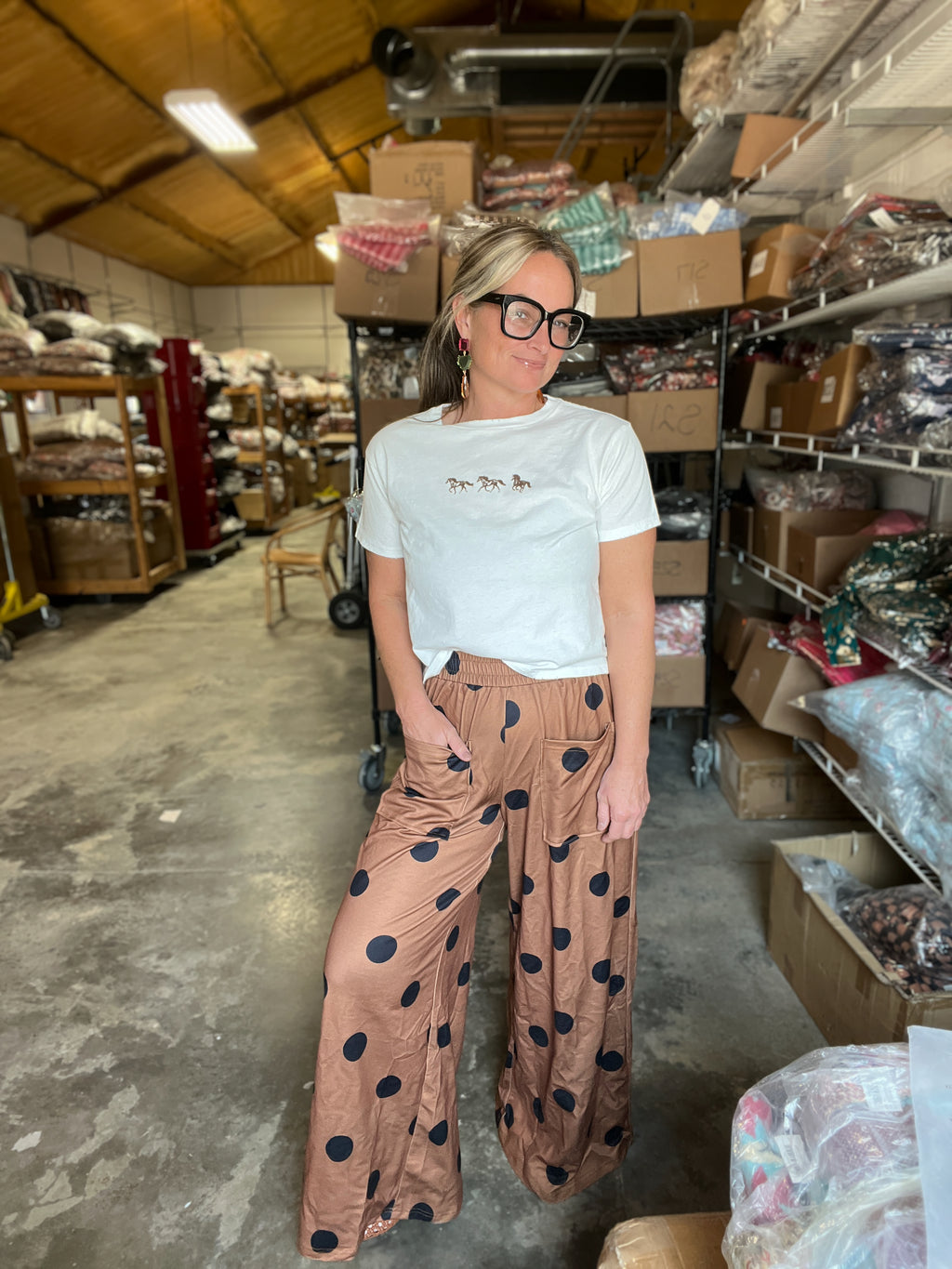 Polka Dot Wide Leg Pants