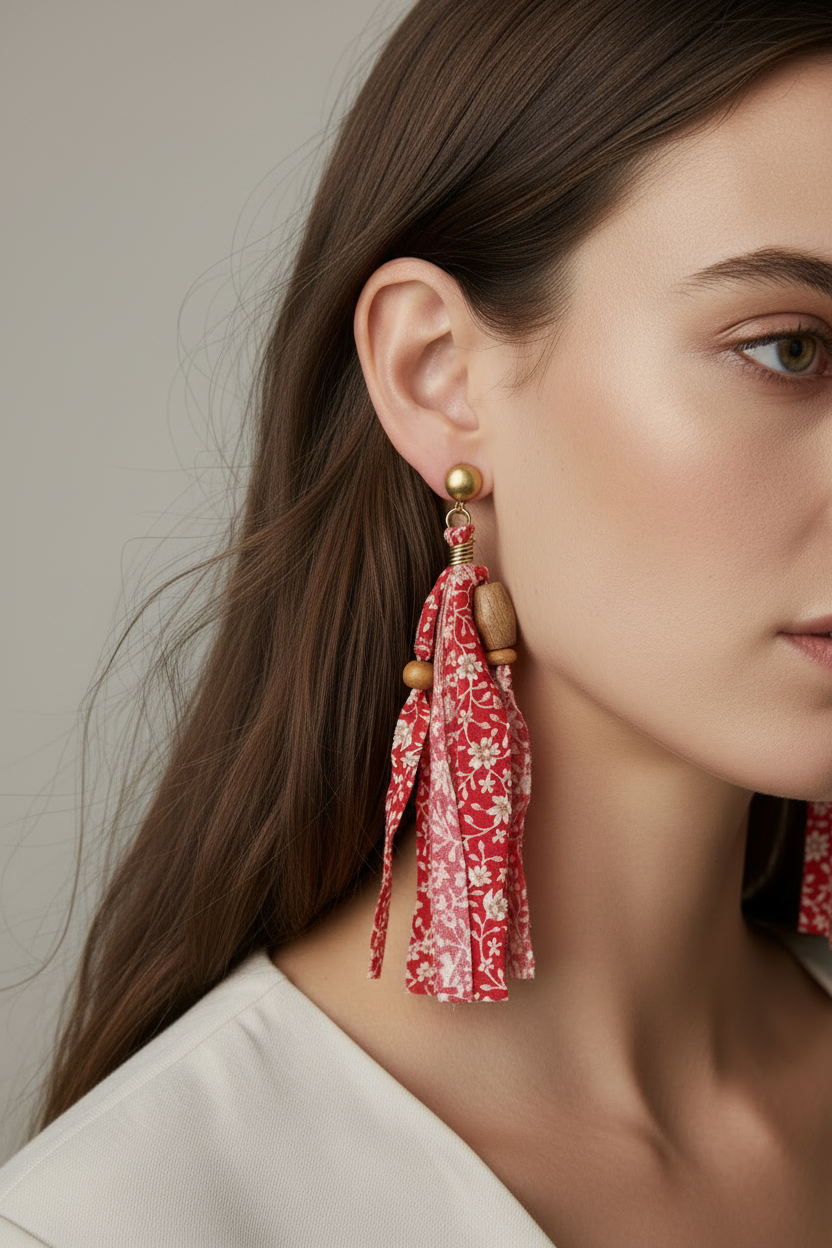 RED FABRIC EARRINGS