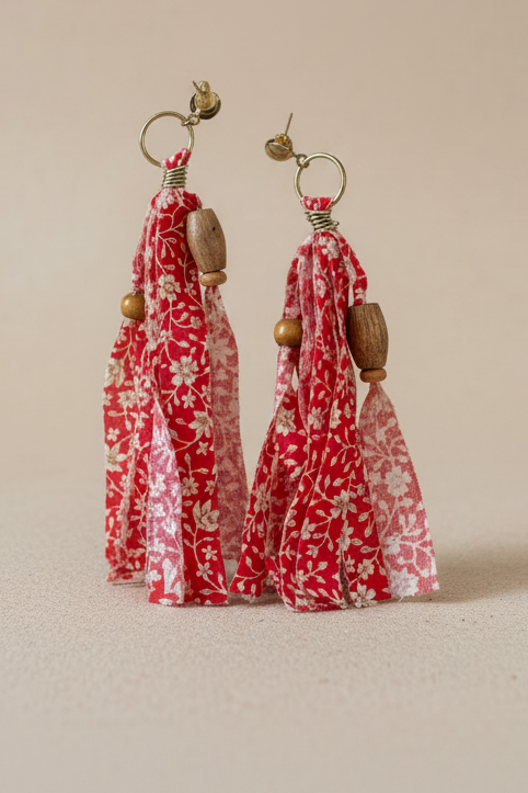 RED FABRIC EARRINGS