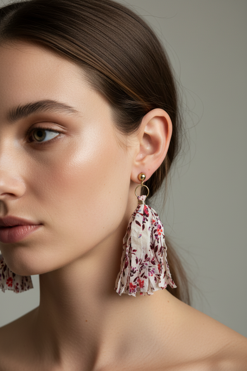IVORY FABRIC EARRINGS