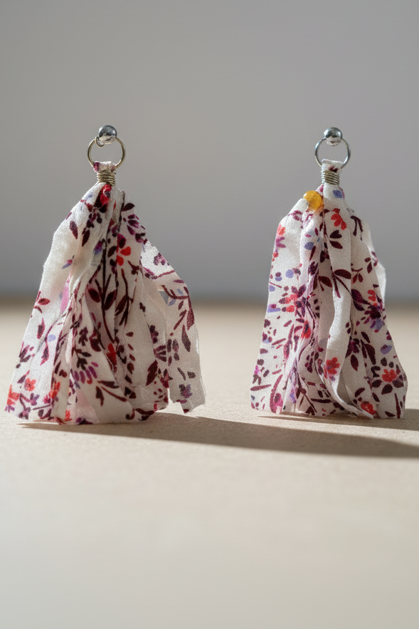 IVORY FABRIC EARRINGS