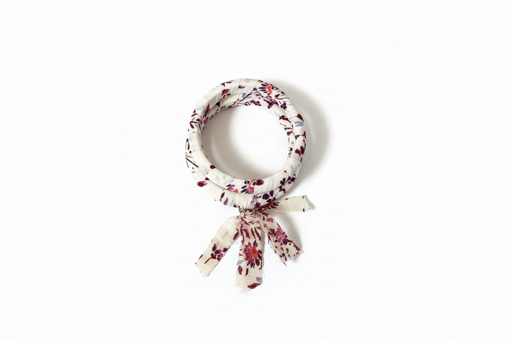 IVORY FABRIC DOUBLE BANGLE BRACLET