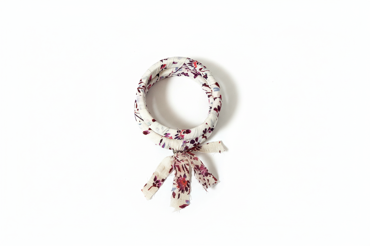IVORY FABRIC DOUBLE BANGLE BRACLET