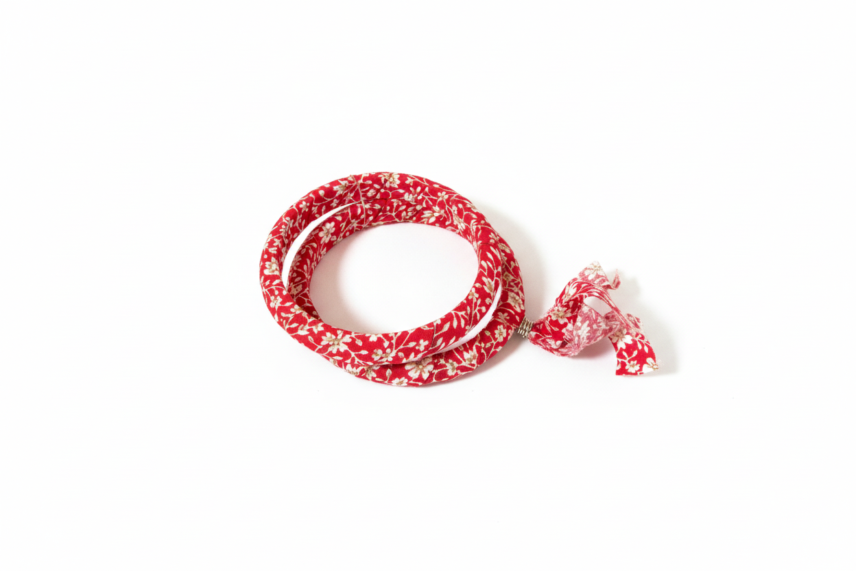 RED FABRIC DOUBLE BANGLE BRACLET