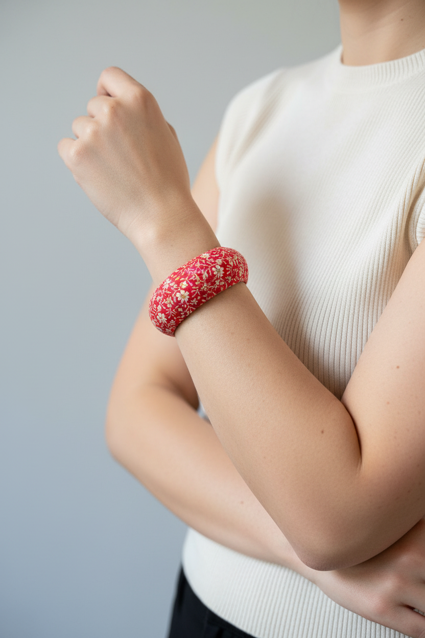 RED FABRIC BANGLE BRACLET