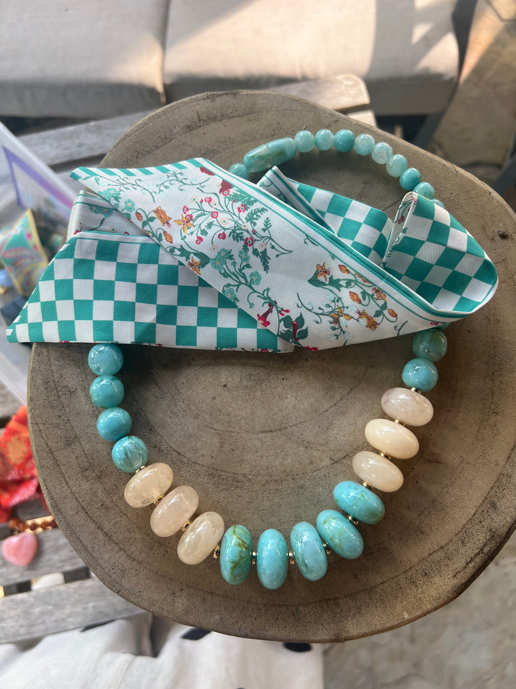 Mint Ivory Floral Twilly