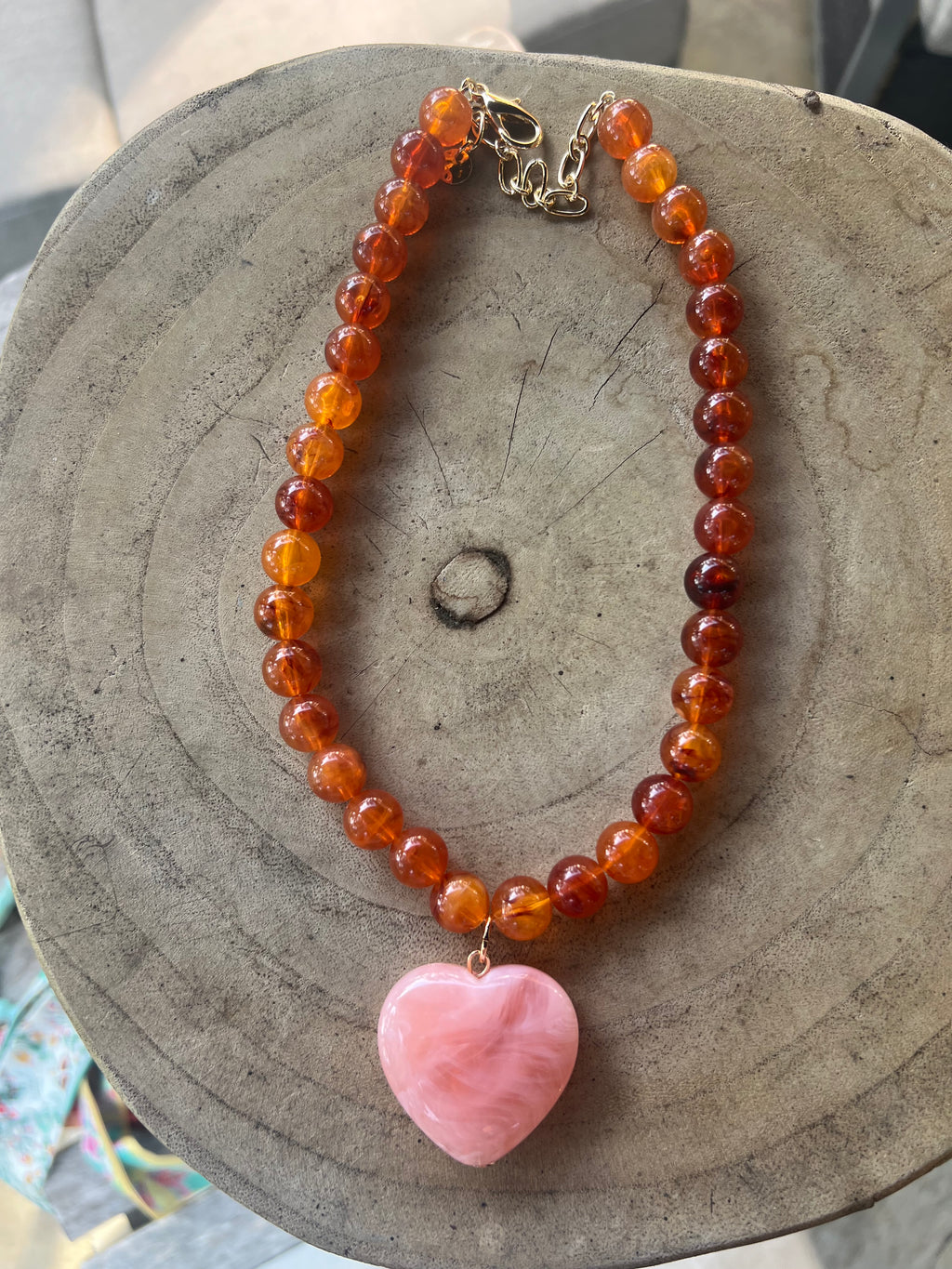 Amber Bead Heart NL