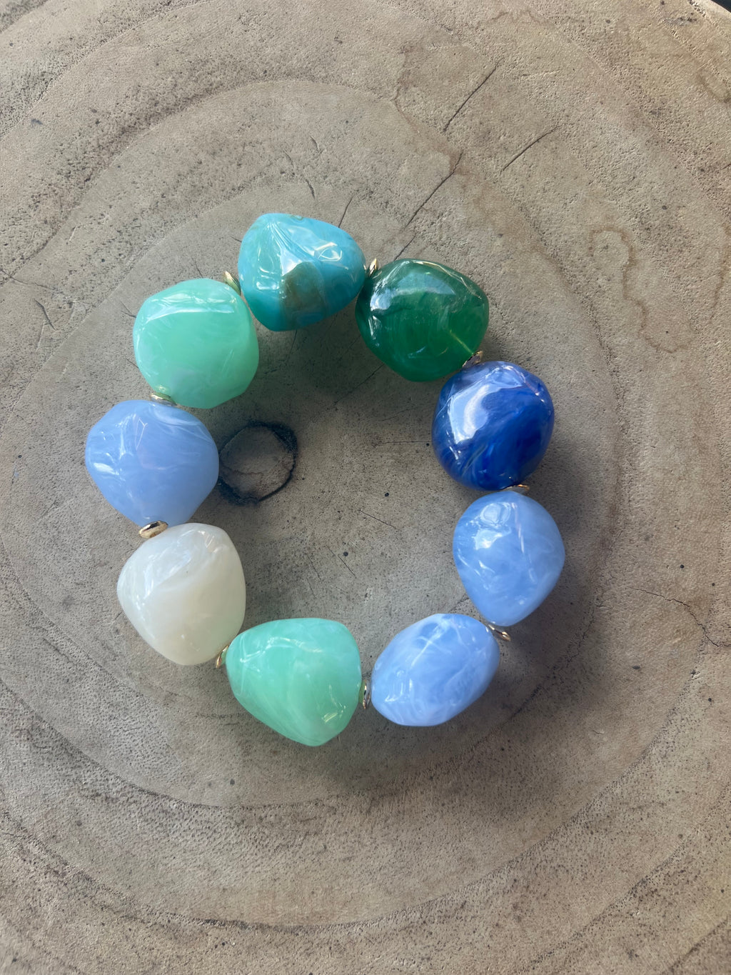 Multi Blue Stone Stretch Bracelet