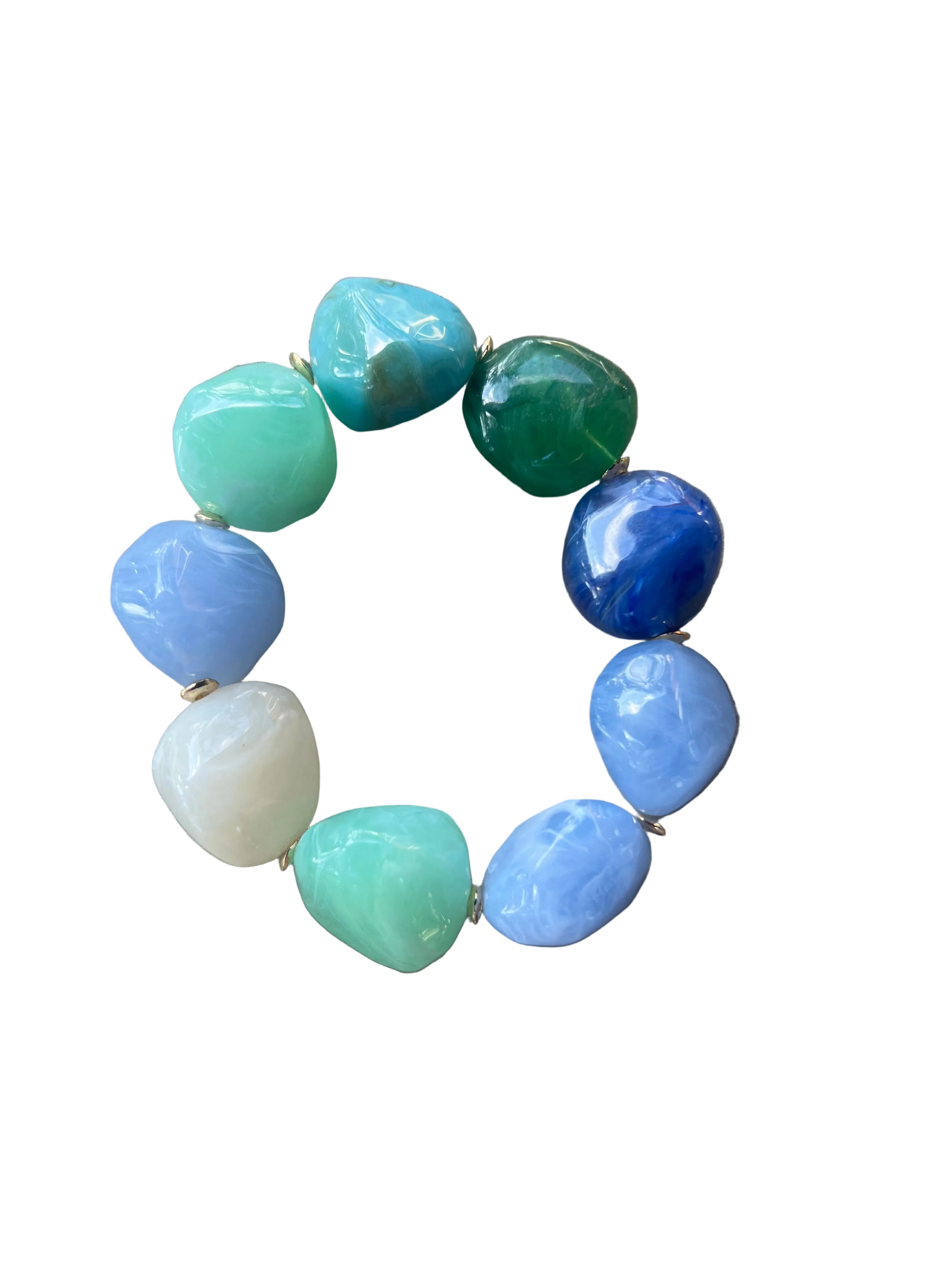 Multi Blue Stone Stretch Bracelet