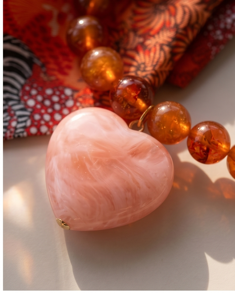 Amber Bead Heart NL