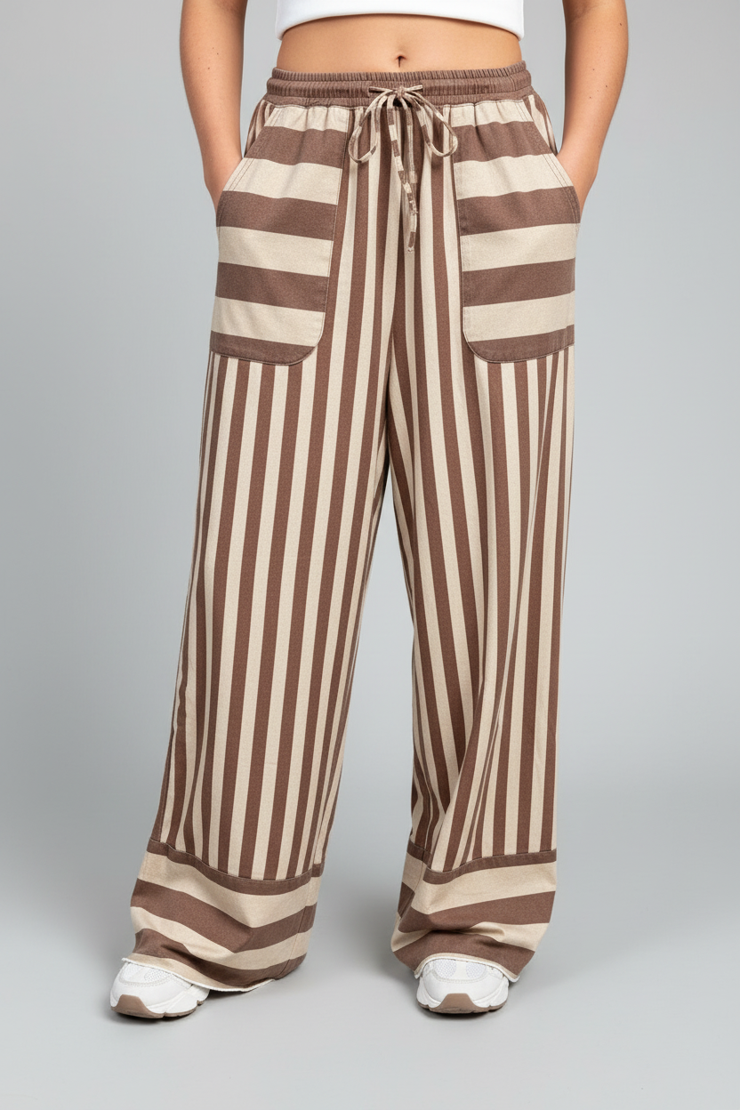 Brown Tan Stripe Pant