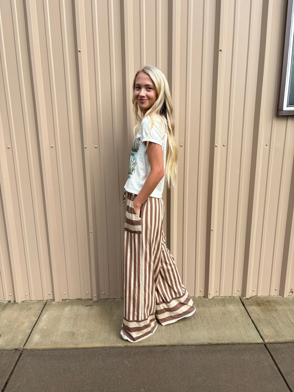 Brown Tan Stripe Pant