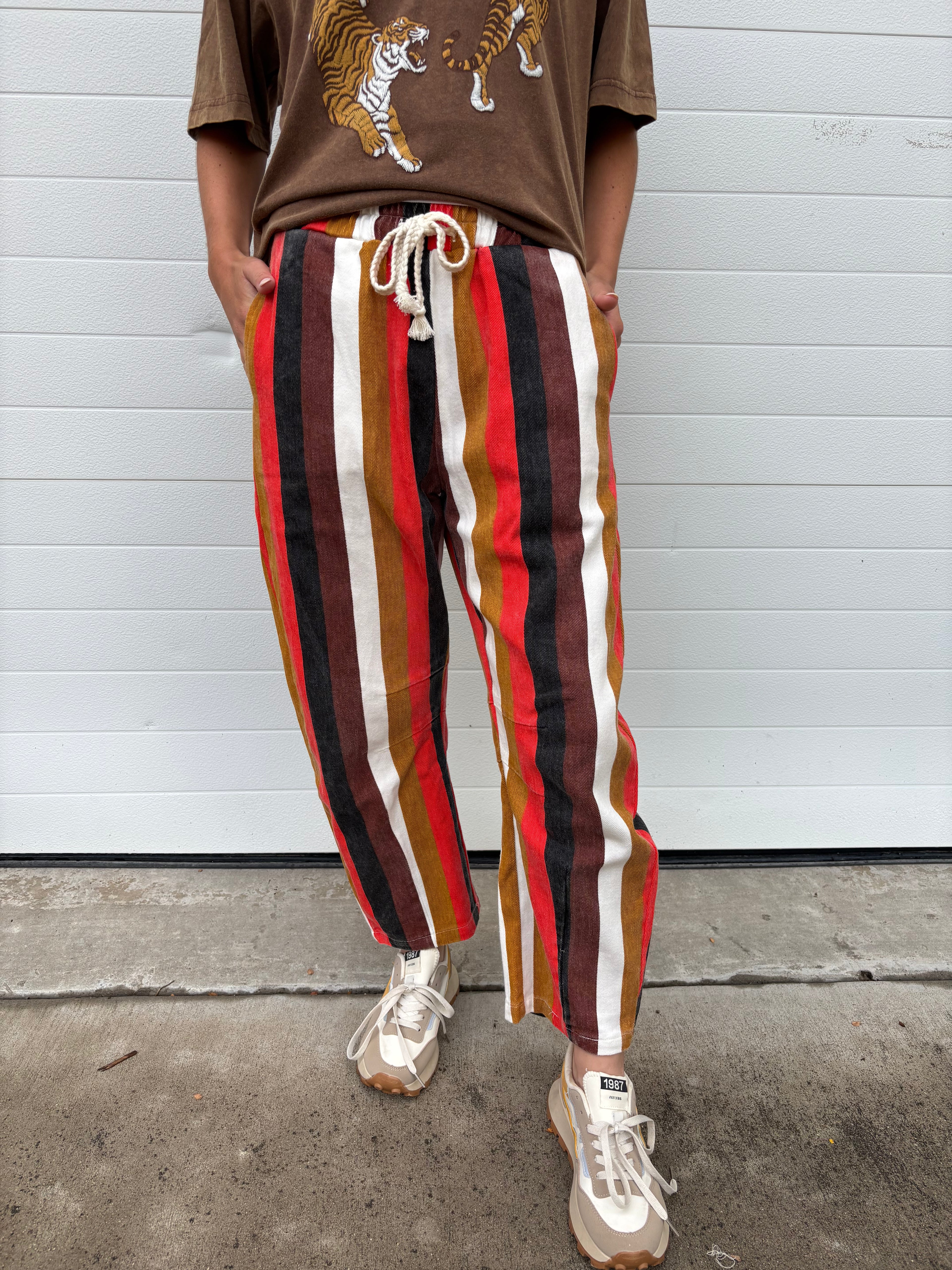 Multi Stripe Barrel Pant