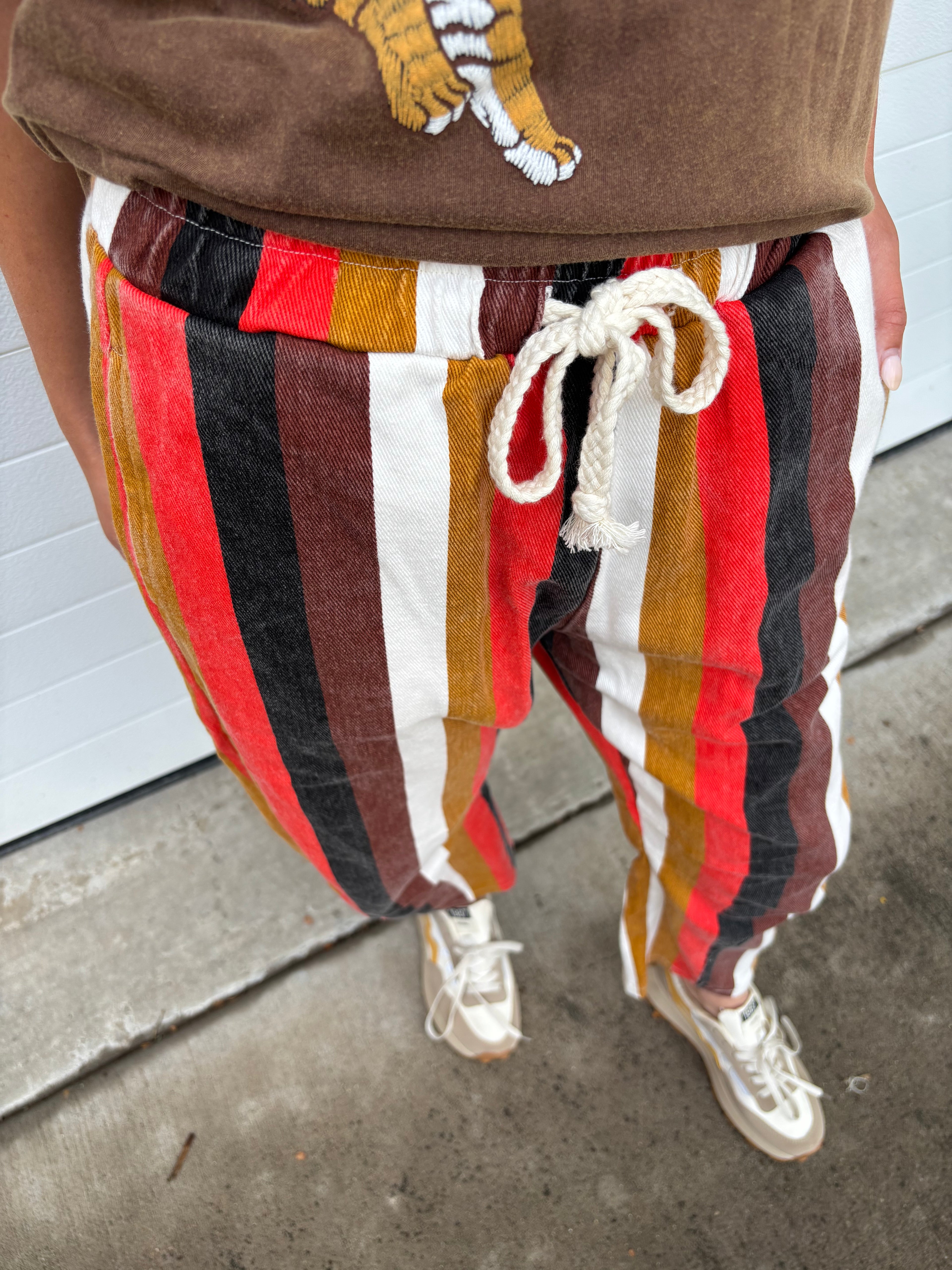 Multi Stripe Barrel Pant