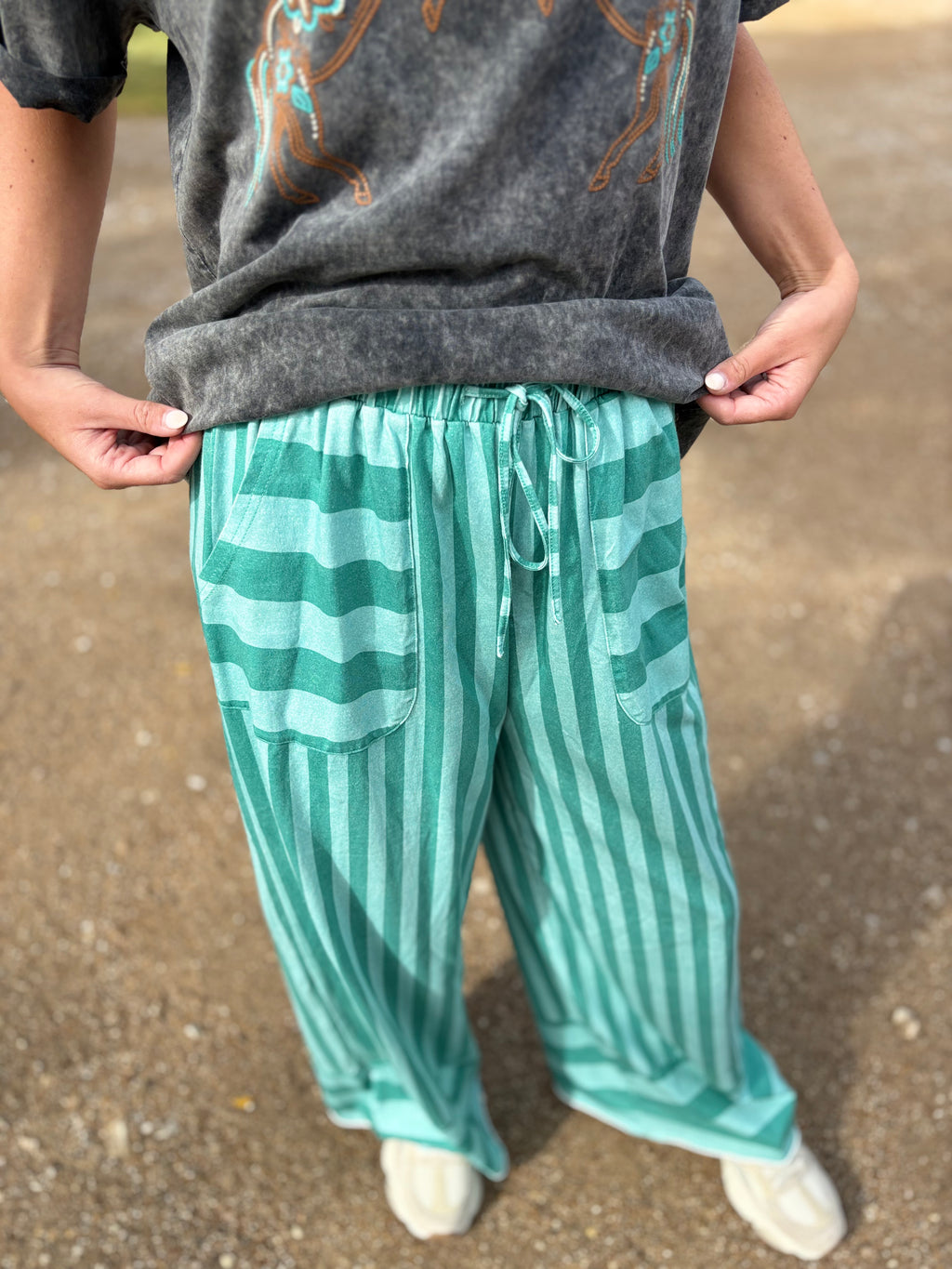 Teal Stripe Pants