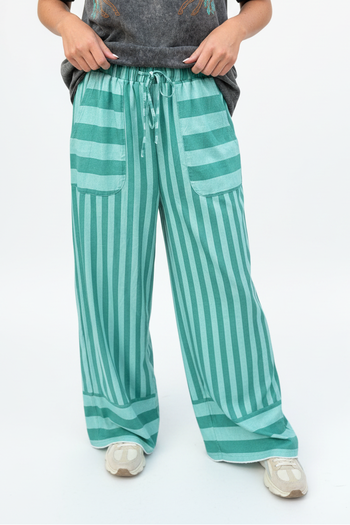 Teal Stripe Pants