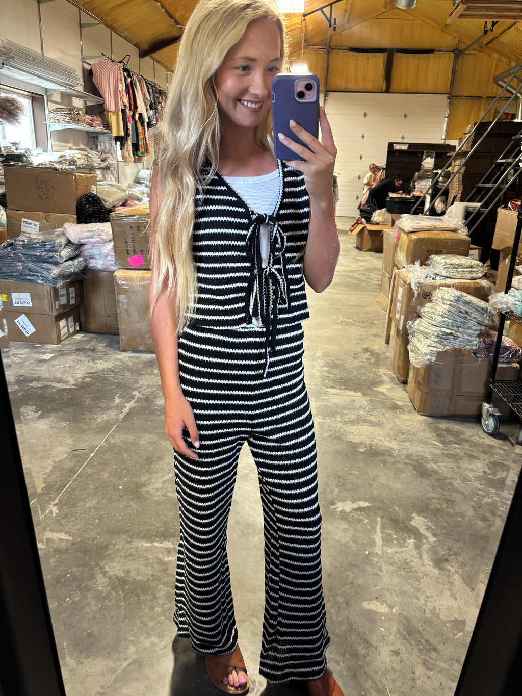 BLACK STRIPE TIE SET