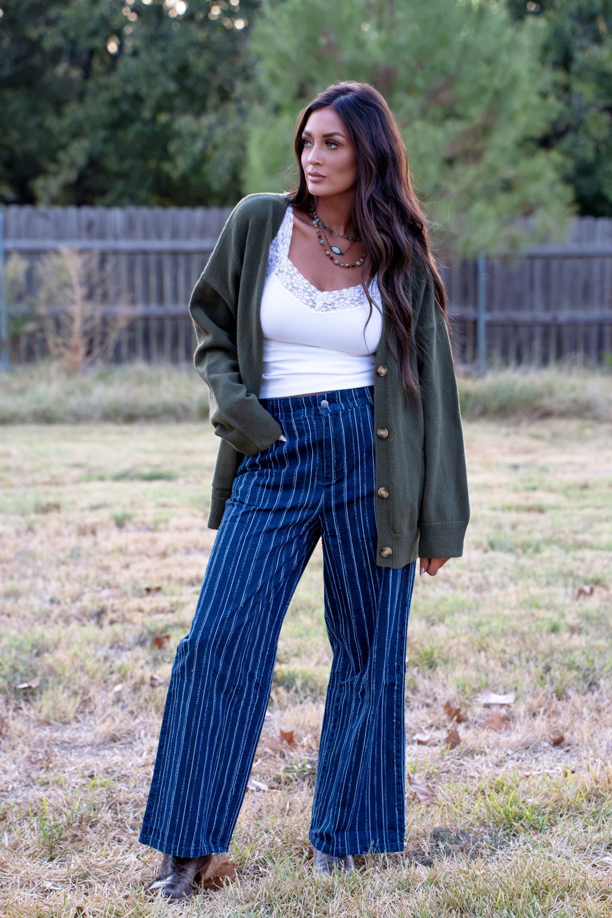 Dark Denim Stripe Pant