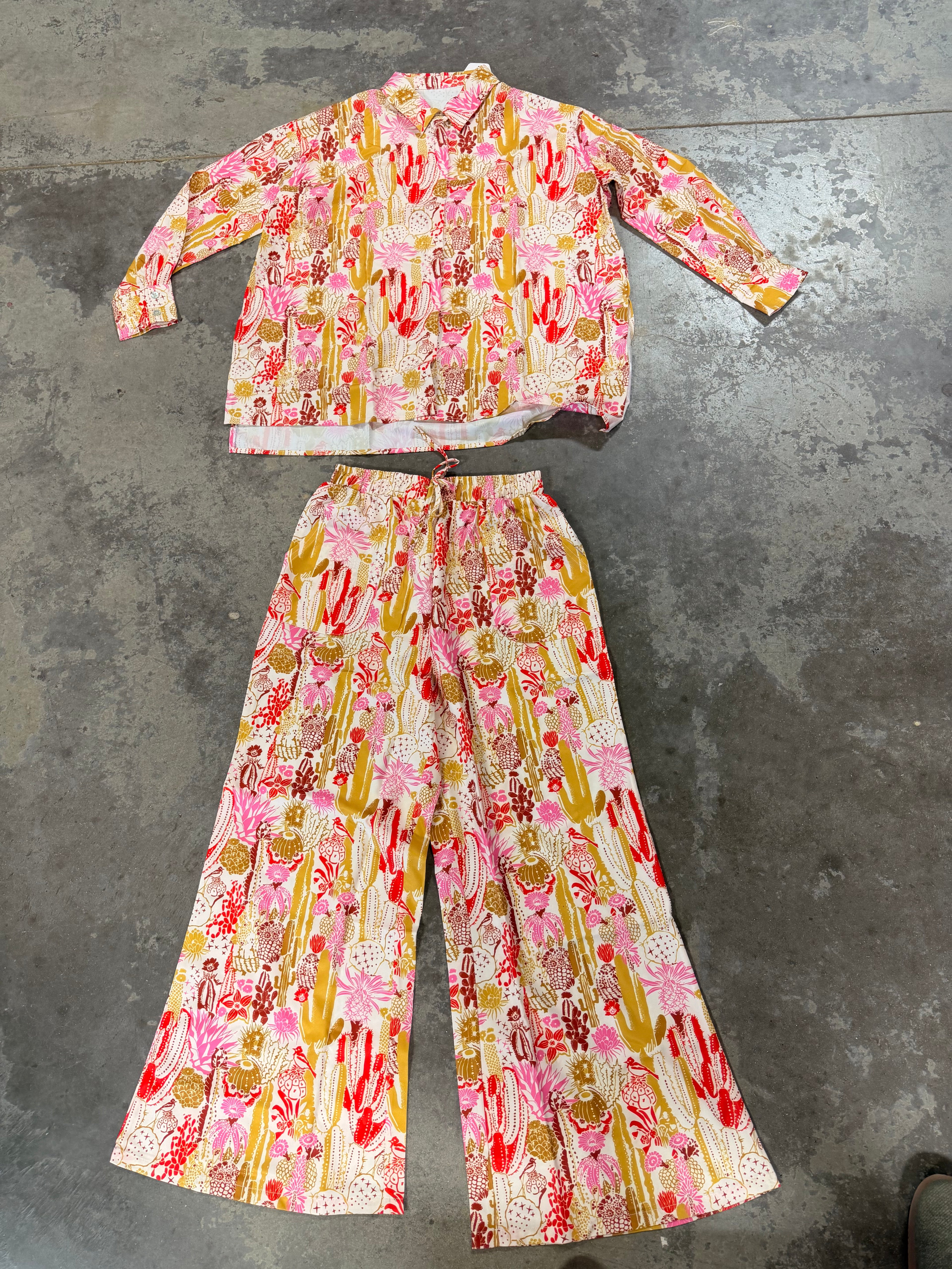 Cacti Blouse And Pant Set