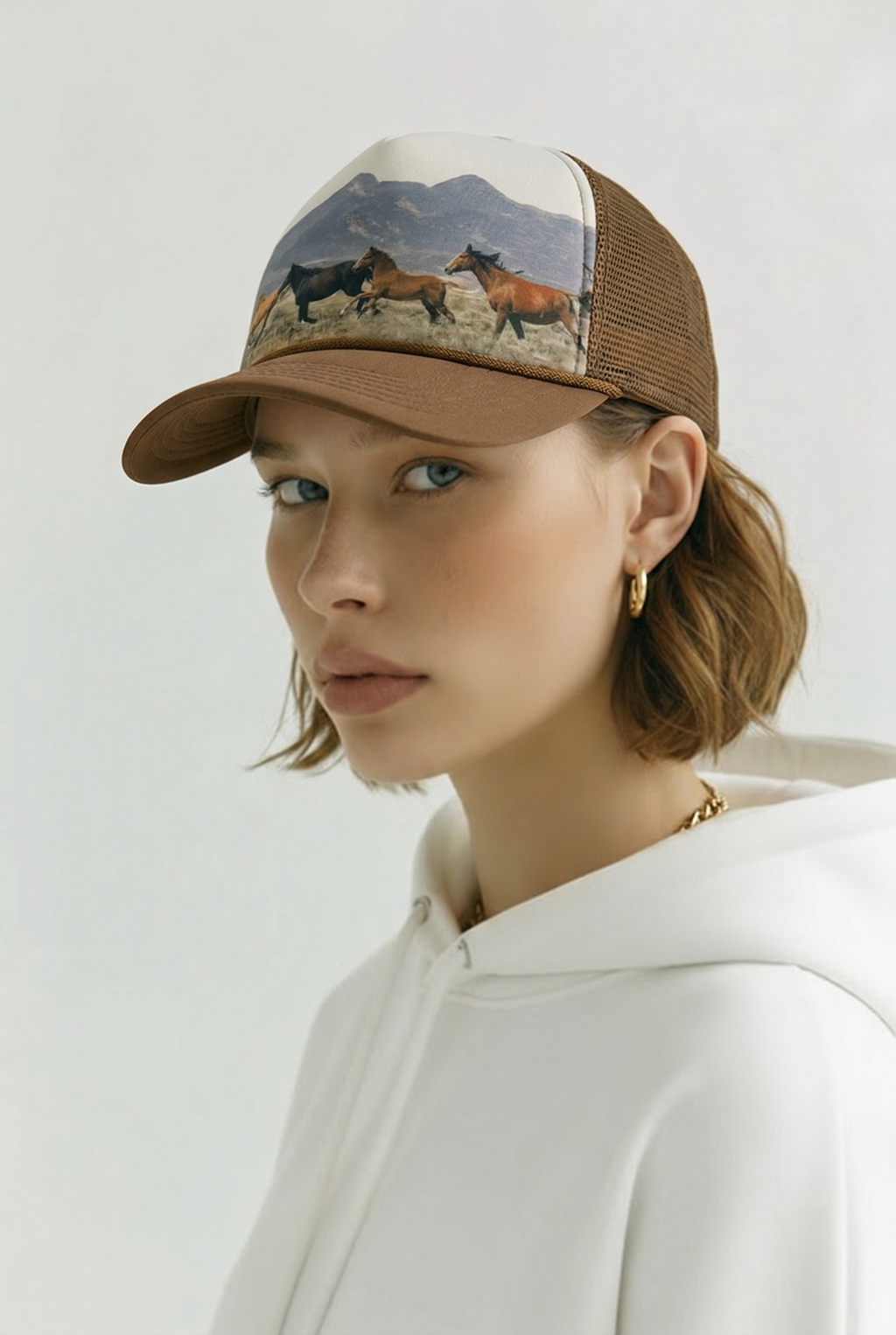 Wild Horses Trucker Hat – Brown