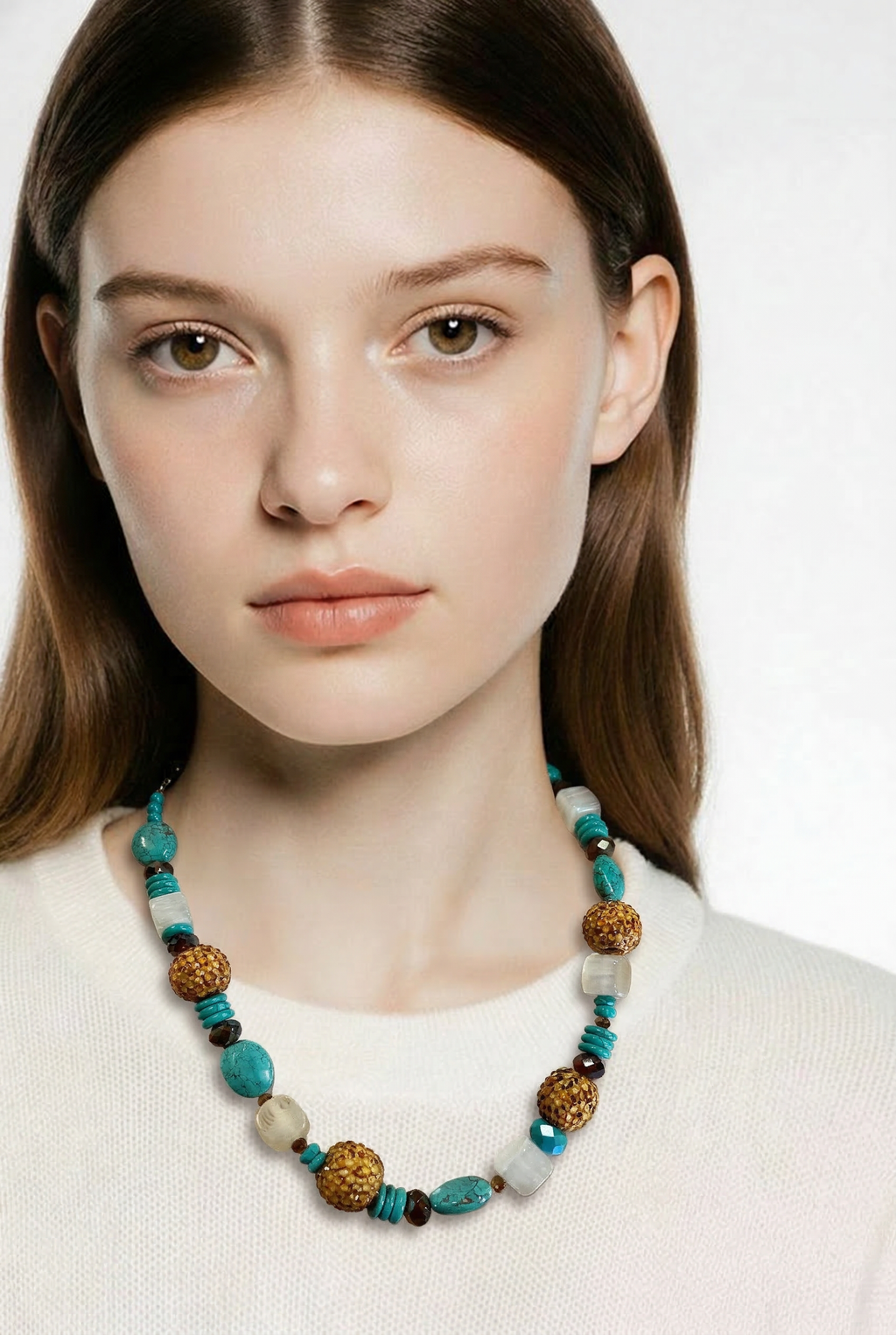 TURQUOISE MULTI  CHEETAH BEADED NL
