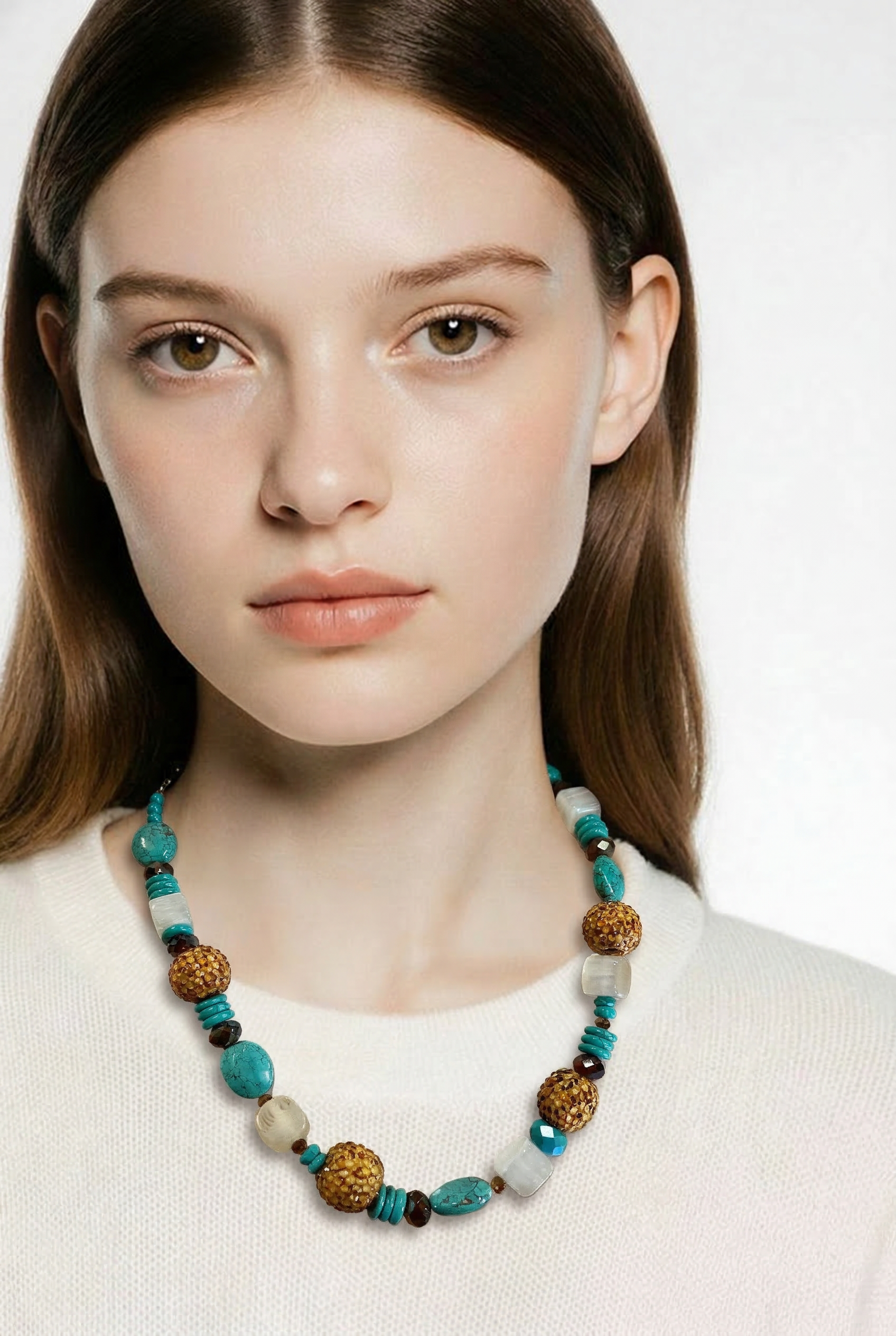 TURQUOISE MULTI  CHEETAH BEADED NL