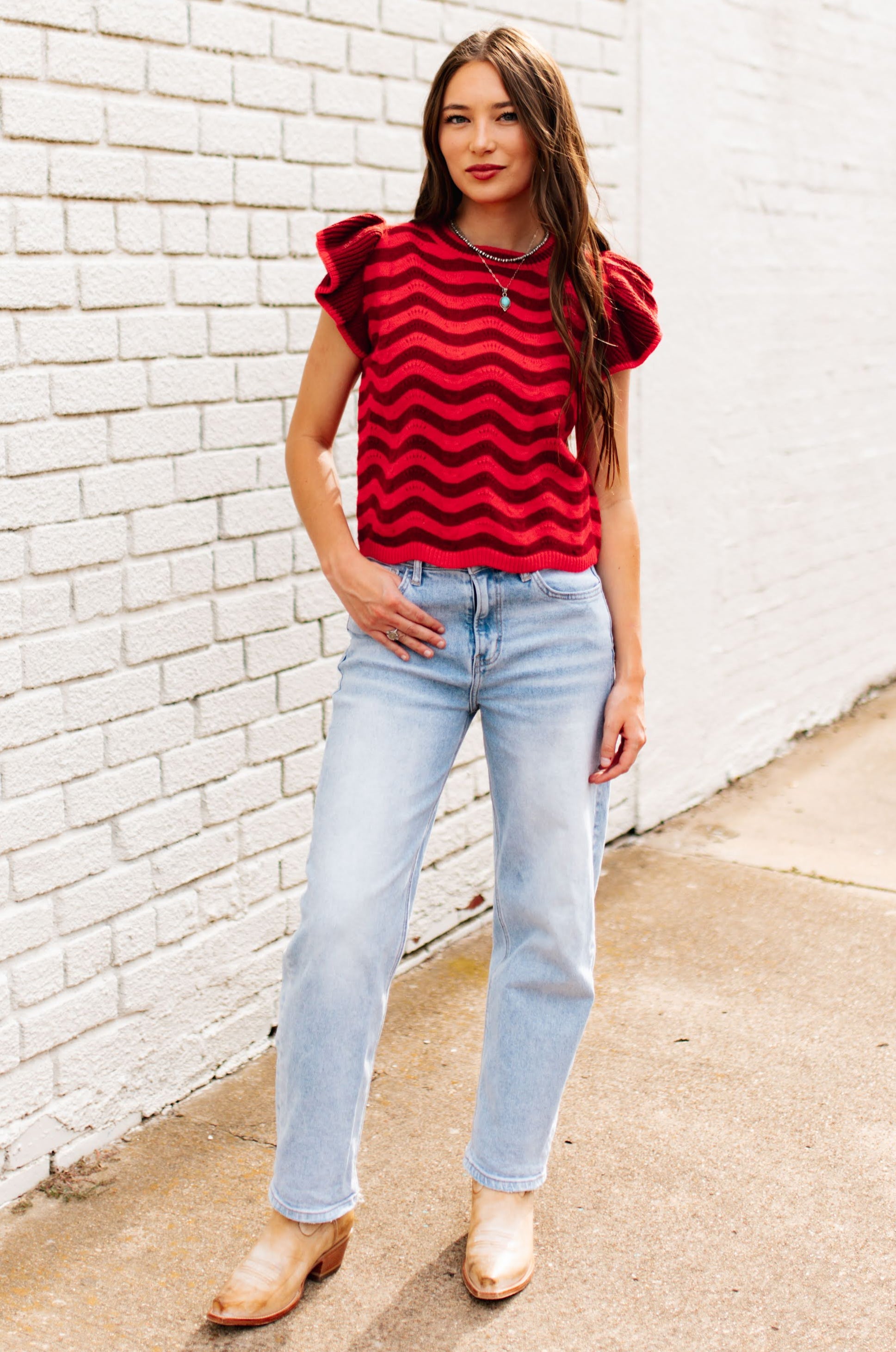 RUBY WAVY PUFF SLEEVE TOP