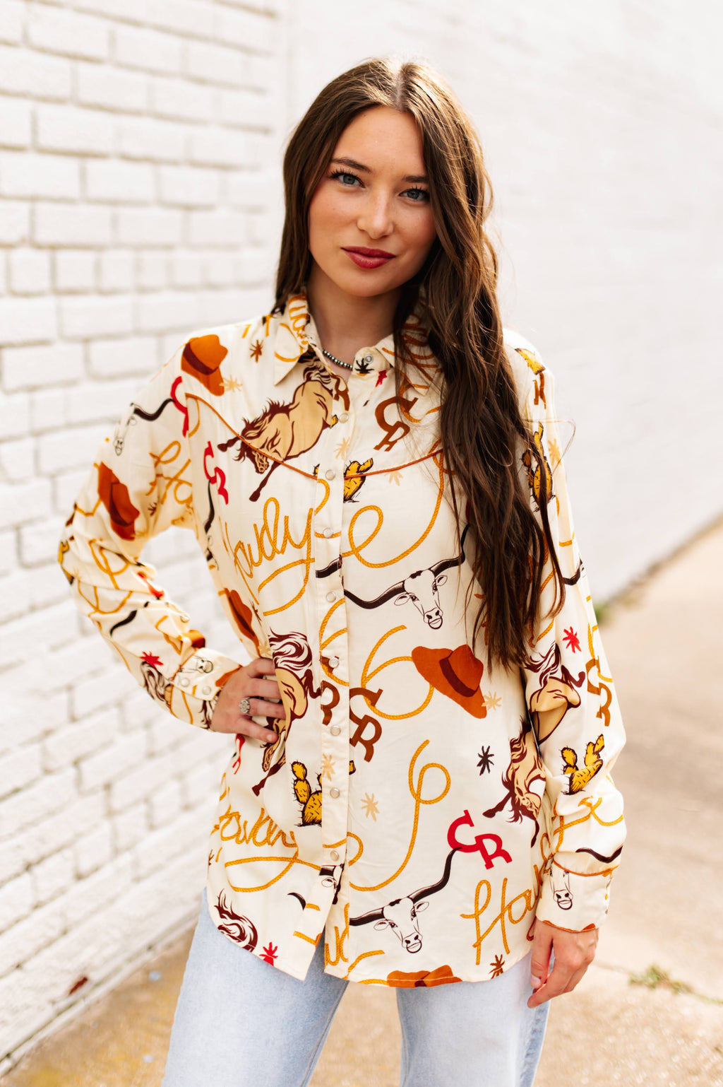 CREAM WESTERN BUTTON DOWN