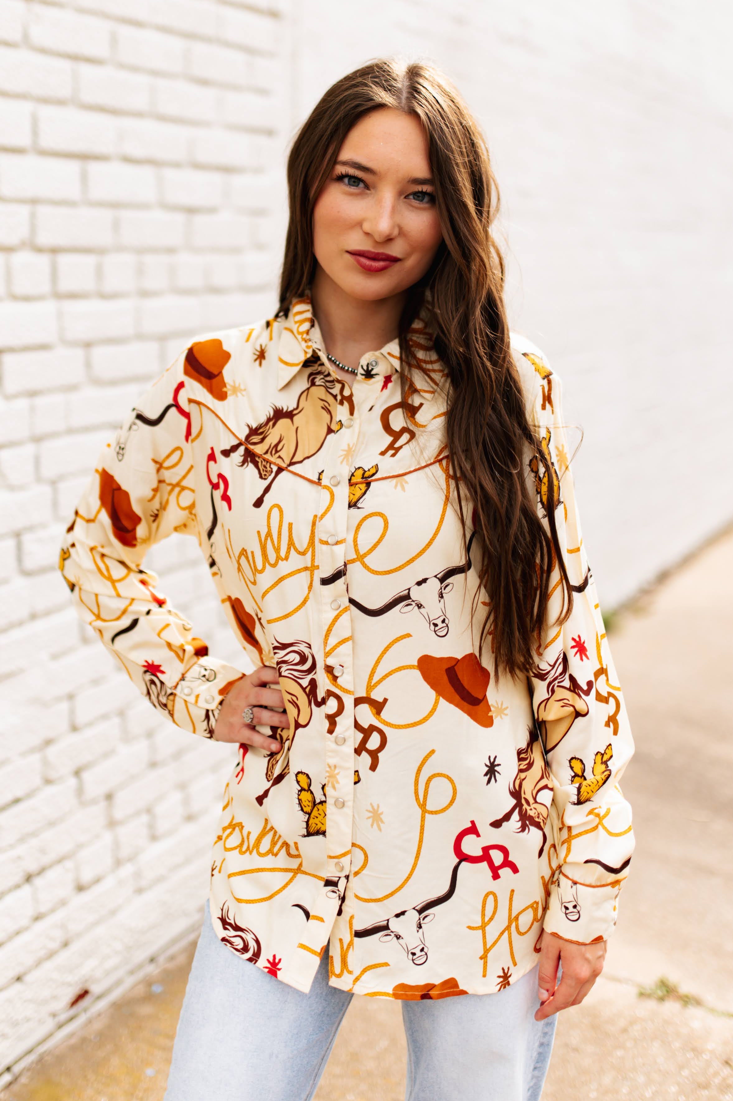 CREAM WESTERN BUTTON DOWN