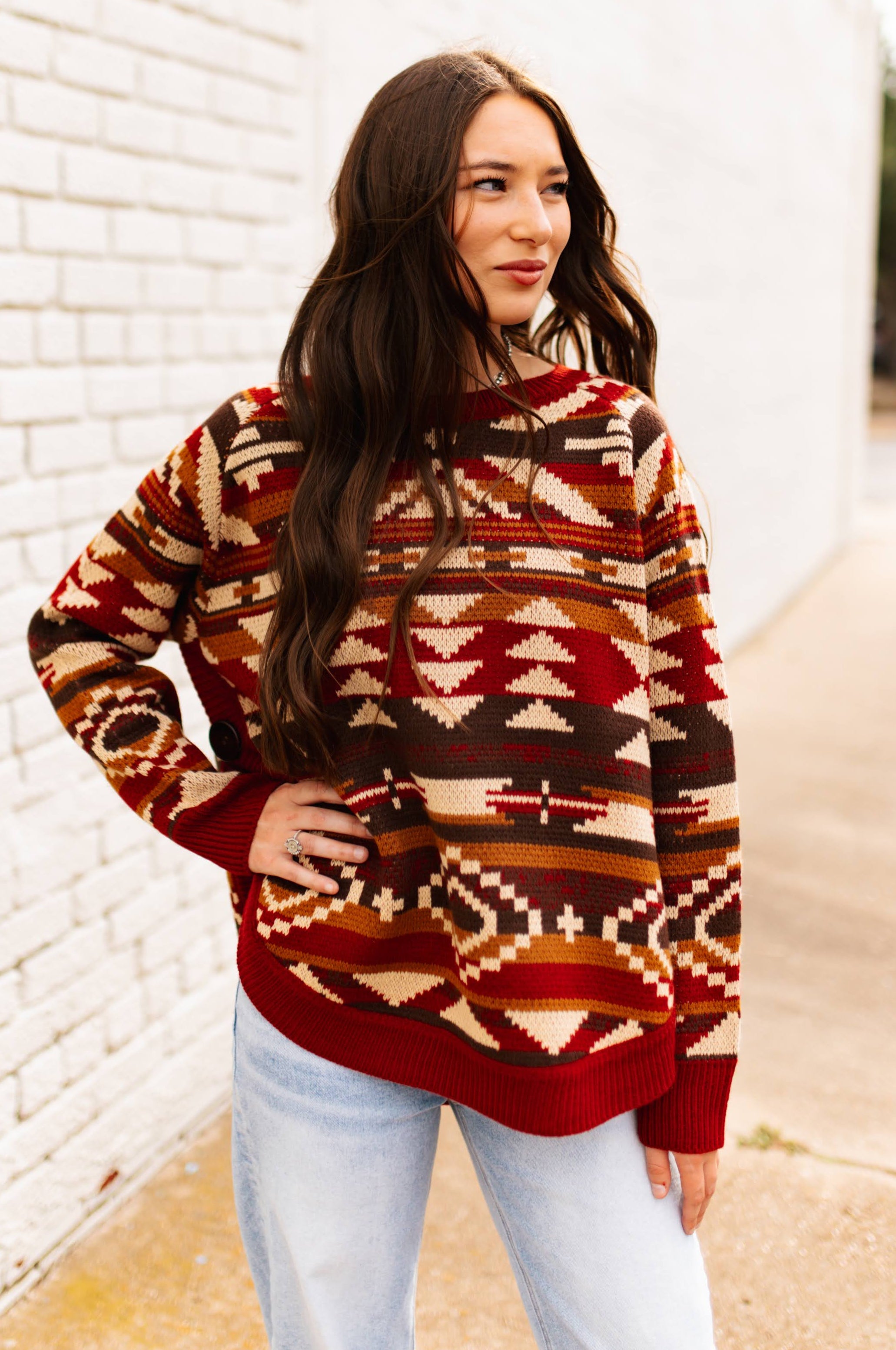 RUST AZTEC PULLOVER