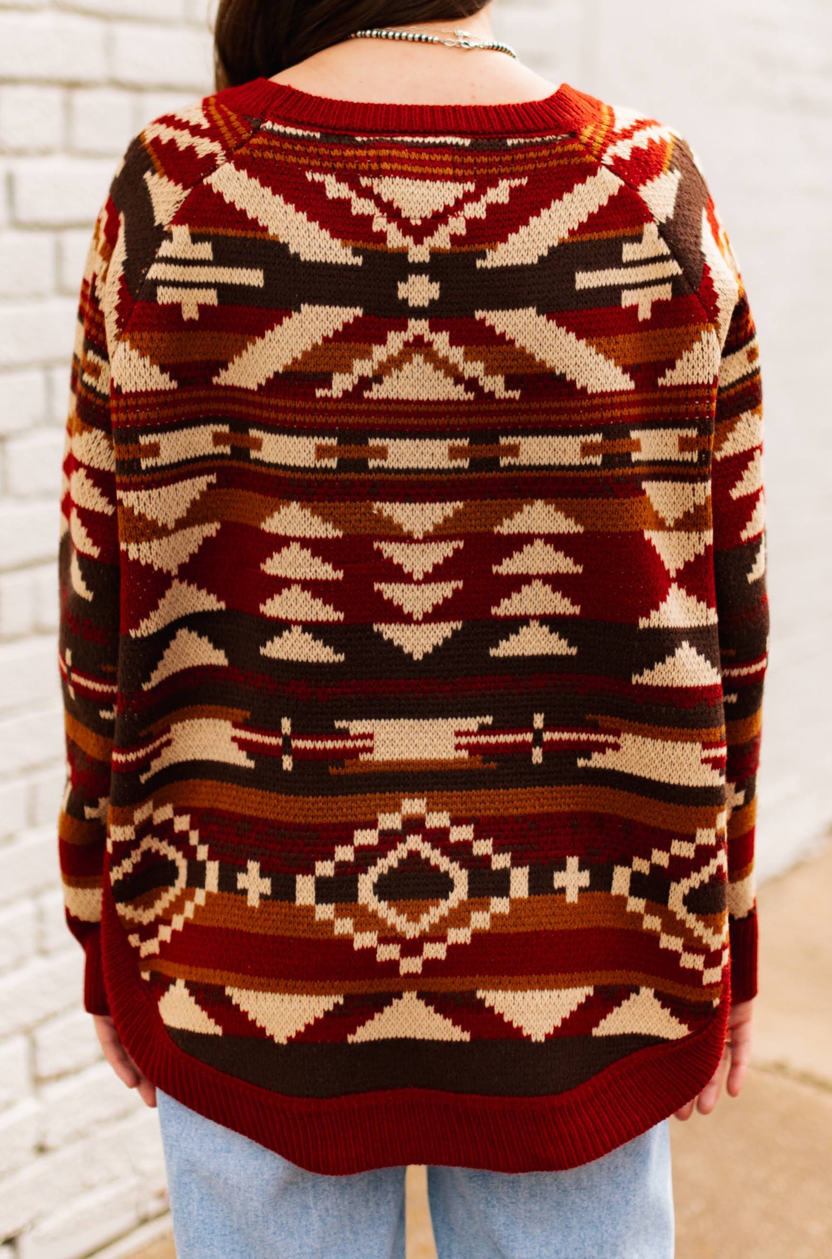 RUST AZTEC PULLOVER