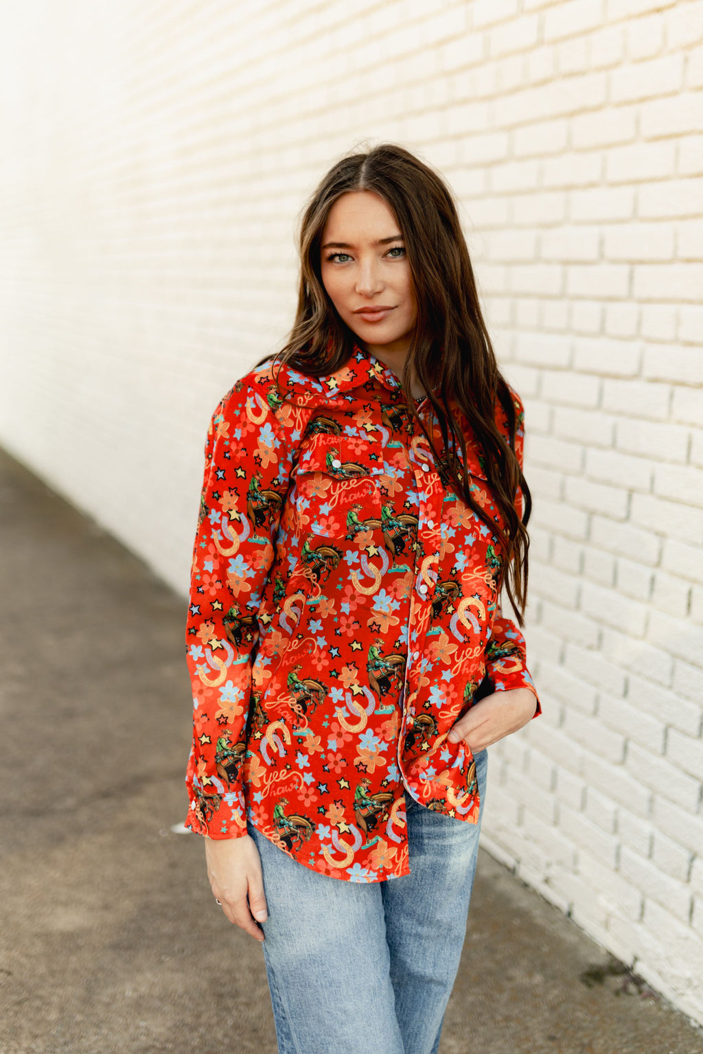 RED YEEHAW RODEO TOP