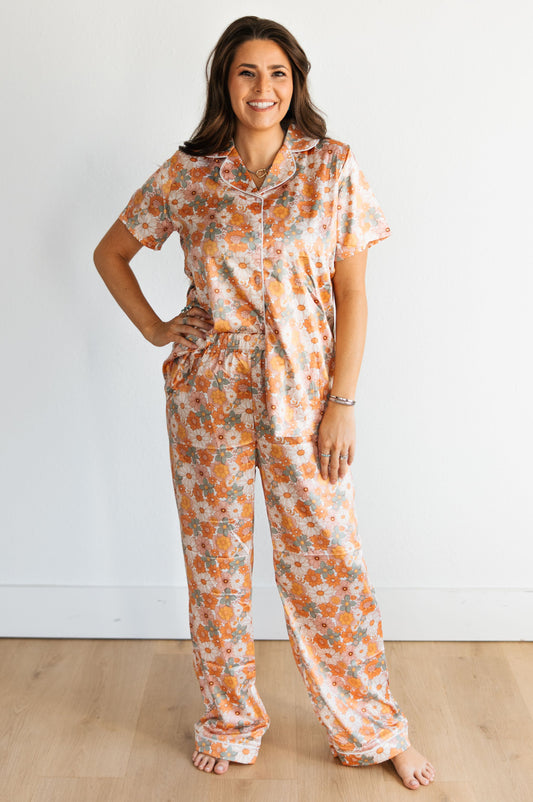 Retro Floral  Checkered PJ Set