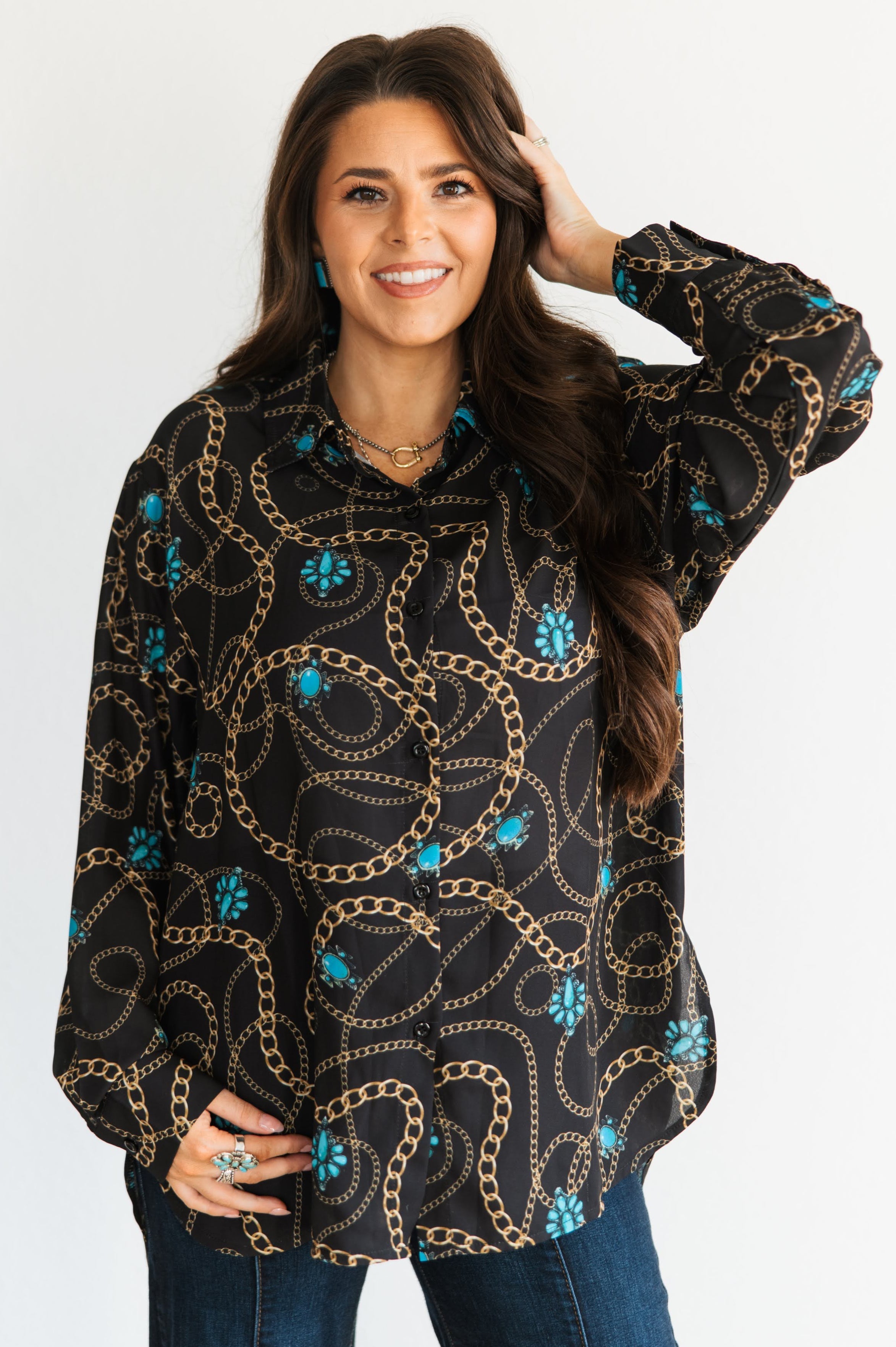 BLACK GOLD CHAIN BLOUSE