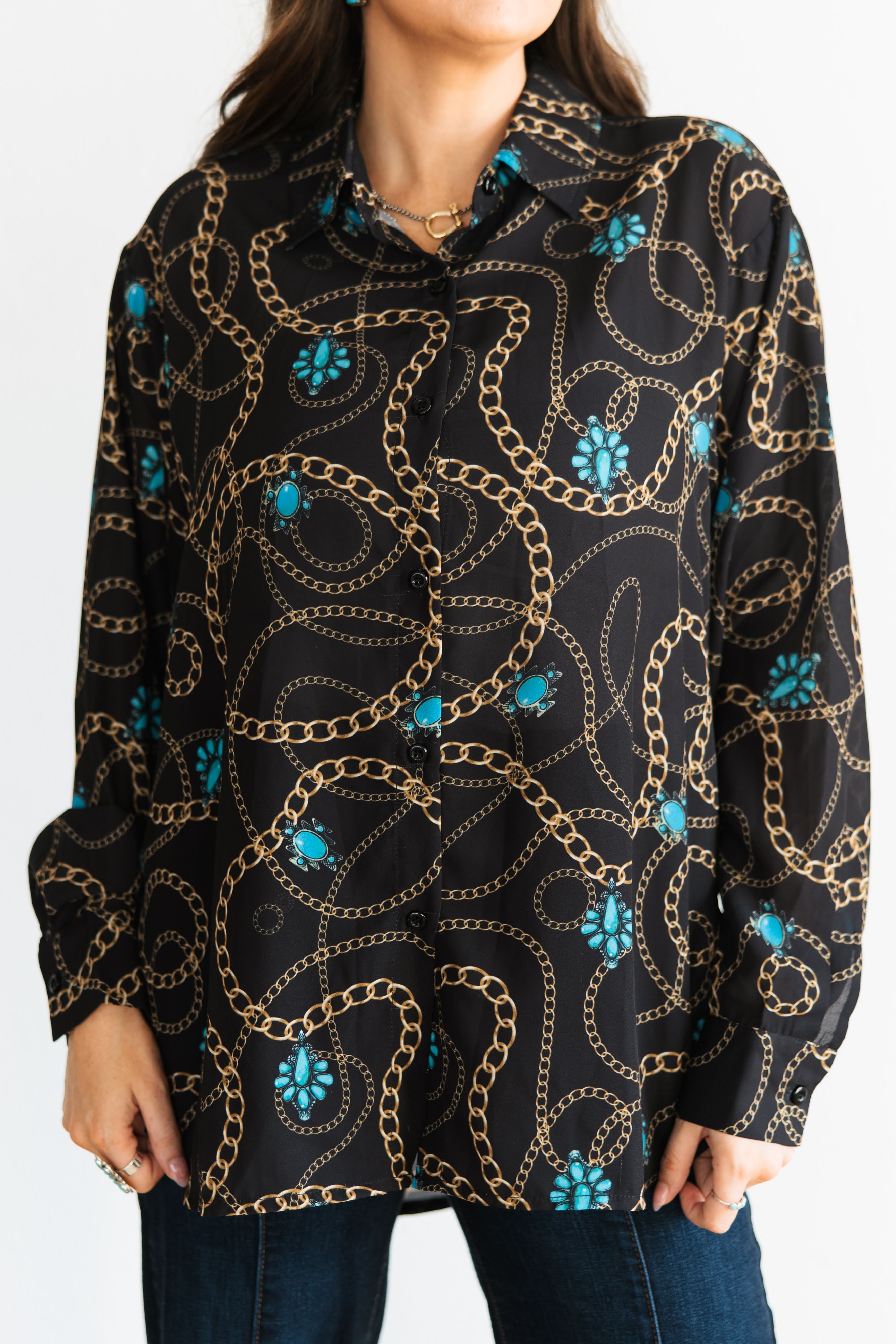 BLACK GOLD CHAIN BLOUSE