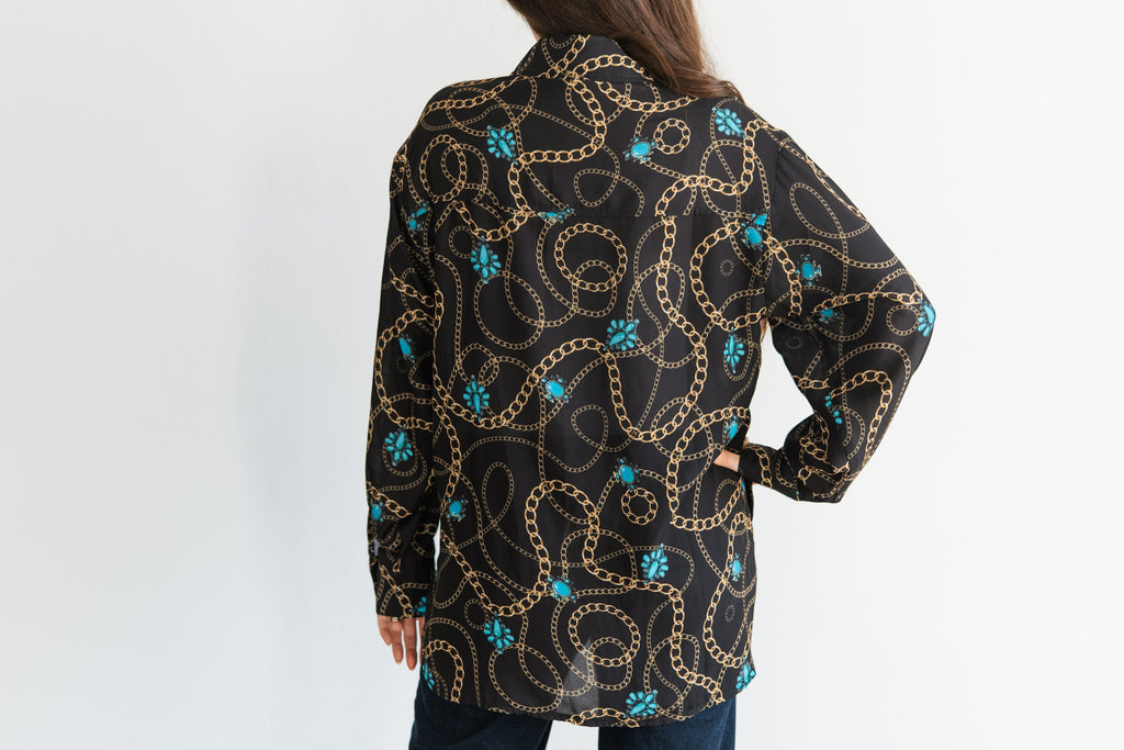 BLACK GOLD CHAIN BLOUSE
