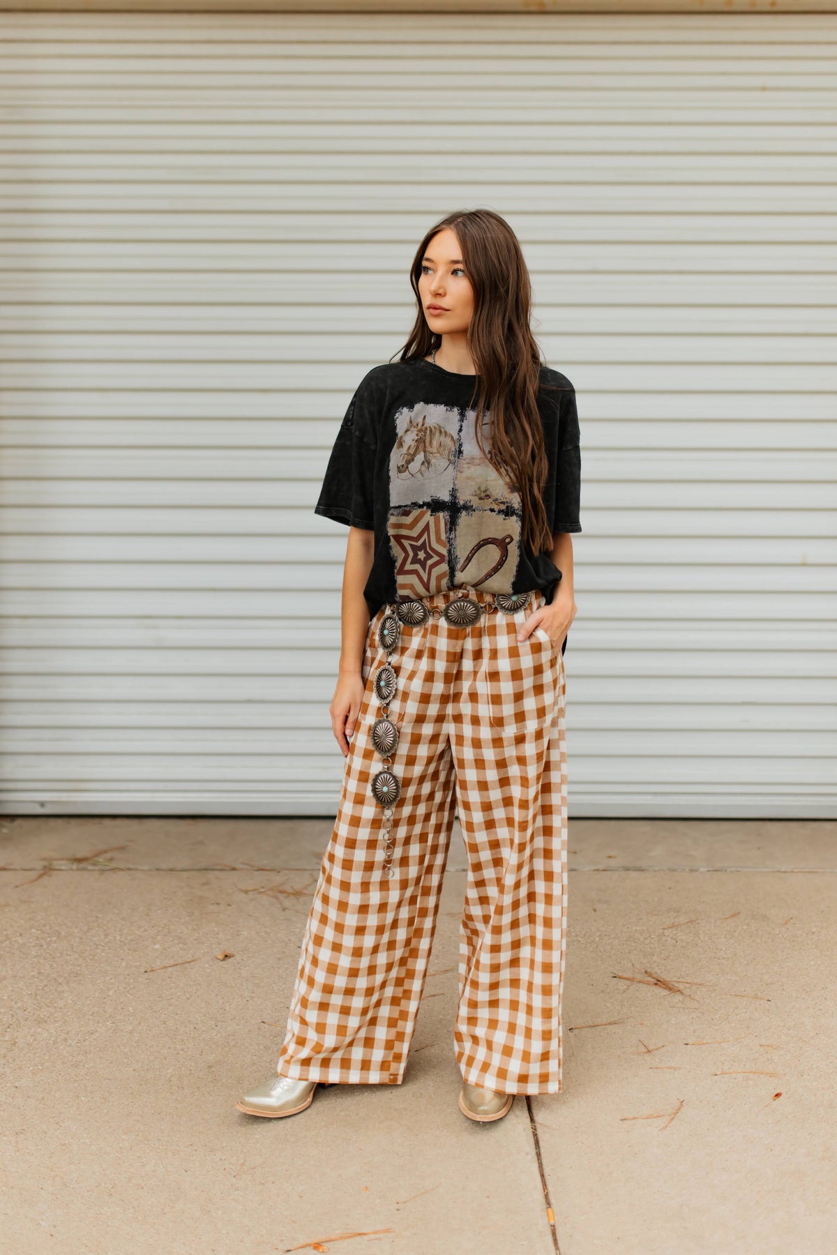 BROWN GINGHAM  PANT